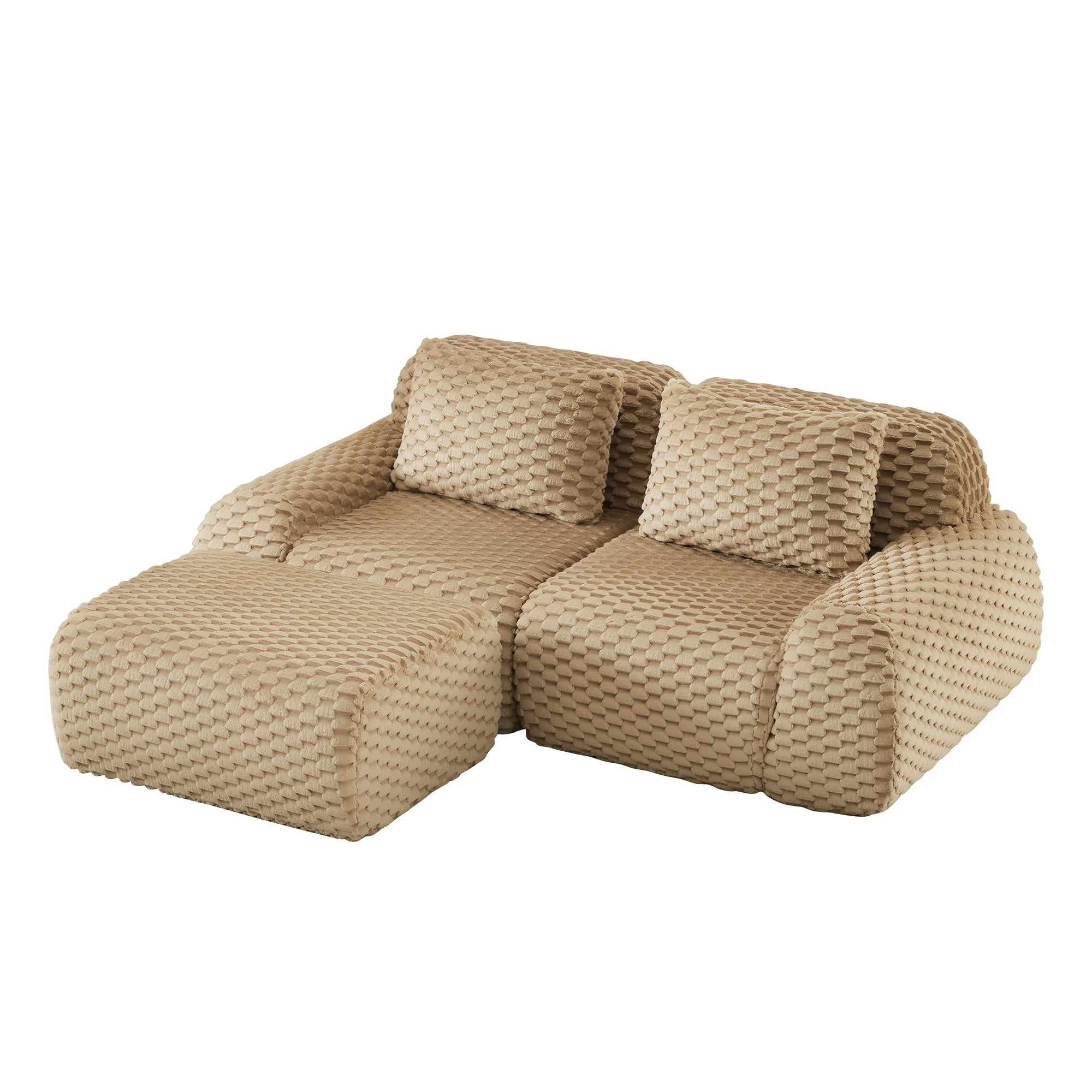 Olathe 82" Modular Flannelette Fabric L-Shaped Sectional Sofa with Movable Ottoman