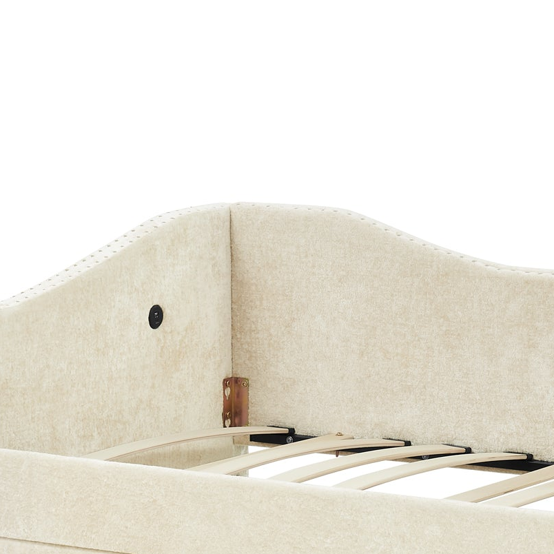 Vanna Full Size Daybed with Curved Backrest, Trundle and USB Port