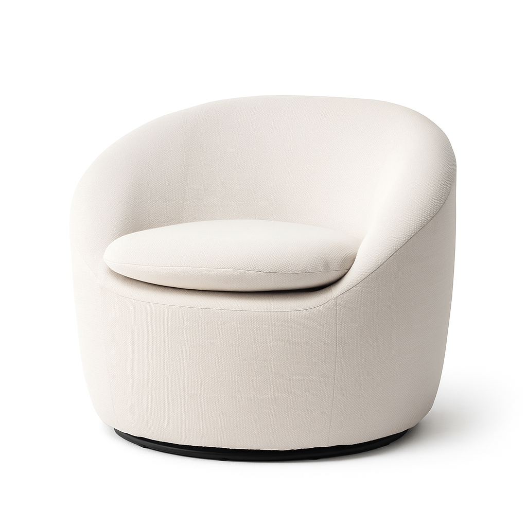 Homy Casa Eloa 29.5" Modern Beige Teddy Fabric Swivel Barrel Chair
