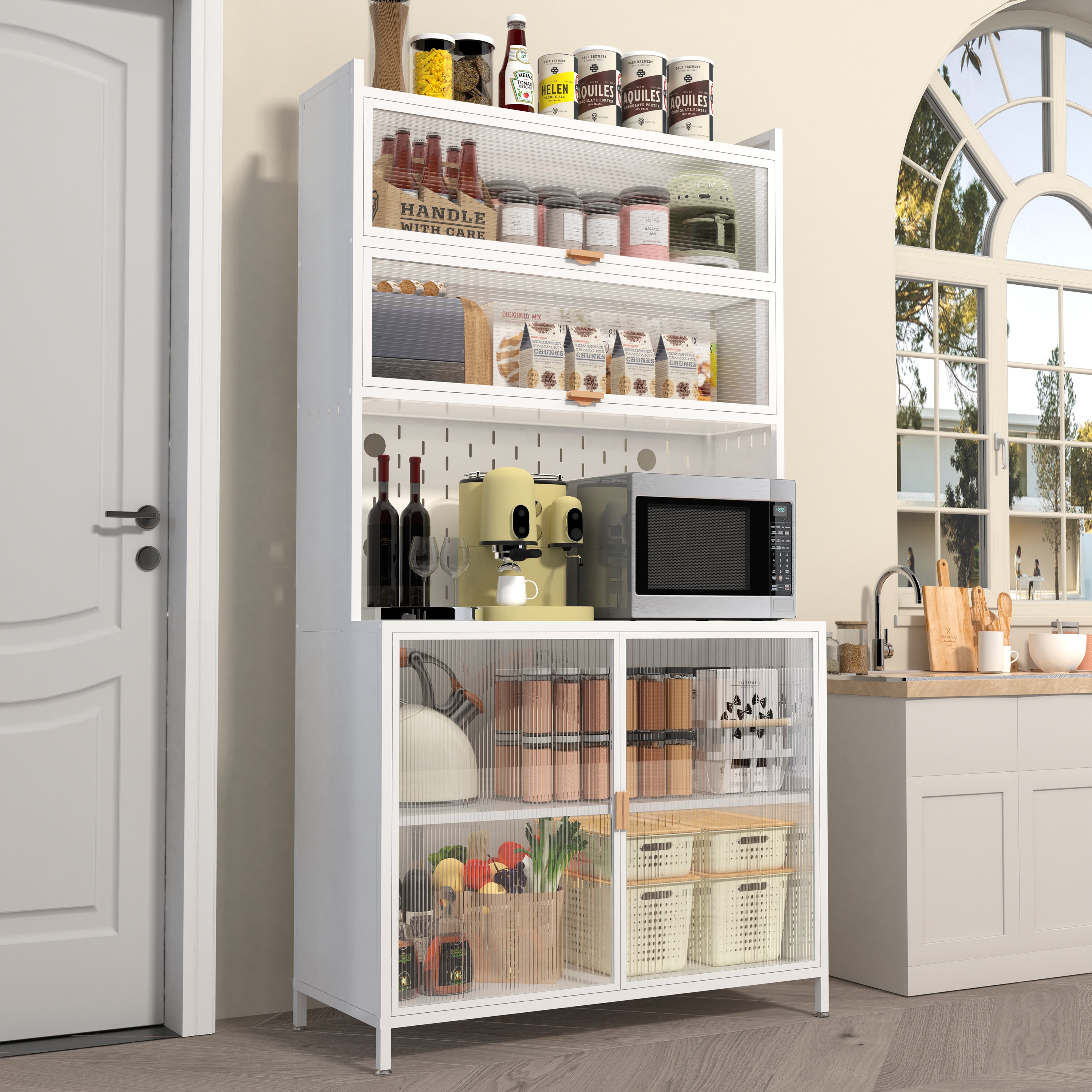Eland 73" Modern Steel Kitchen Pantry Cabinet with Flip Doors