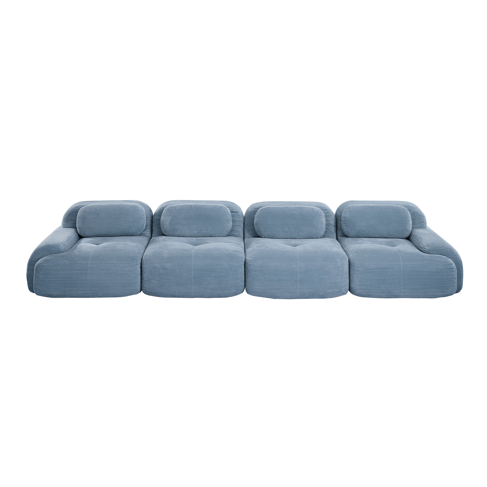 Anchorage 152" Modular Corduroy 4-Seater Sofa with Curved Armrest