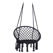 Black Macrame Hanging Hammock Chair, Cotton Rope Swing for Indoor and Outdoor Use, 330 lbs Capacity