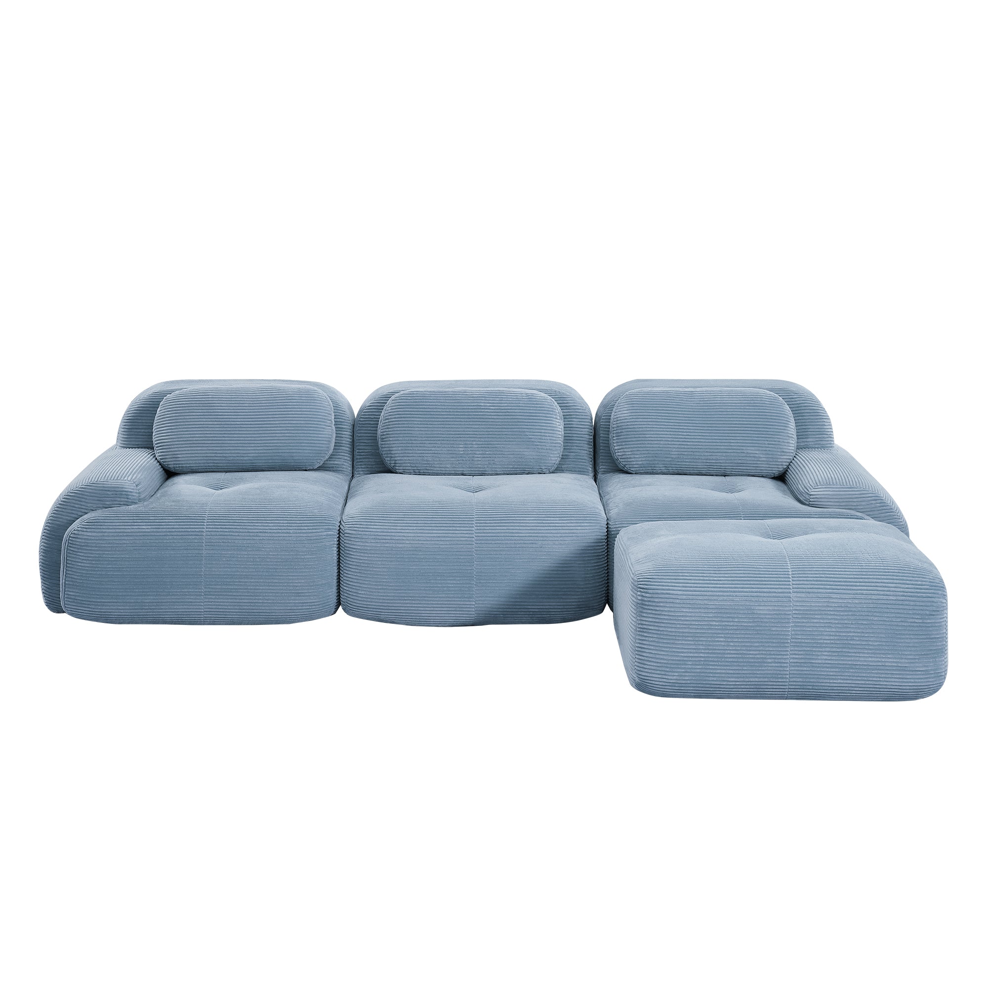 Anchorage 116" Modular Corduroy Cloud L-Shaped Sectional Sofa with Ottoman