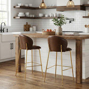 Jerez 29" Counter Height PU Leather Upholstered Bar Stools Set of 2