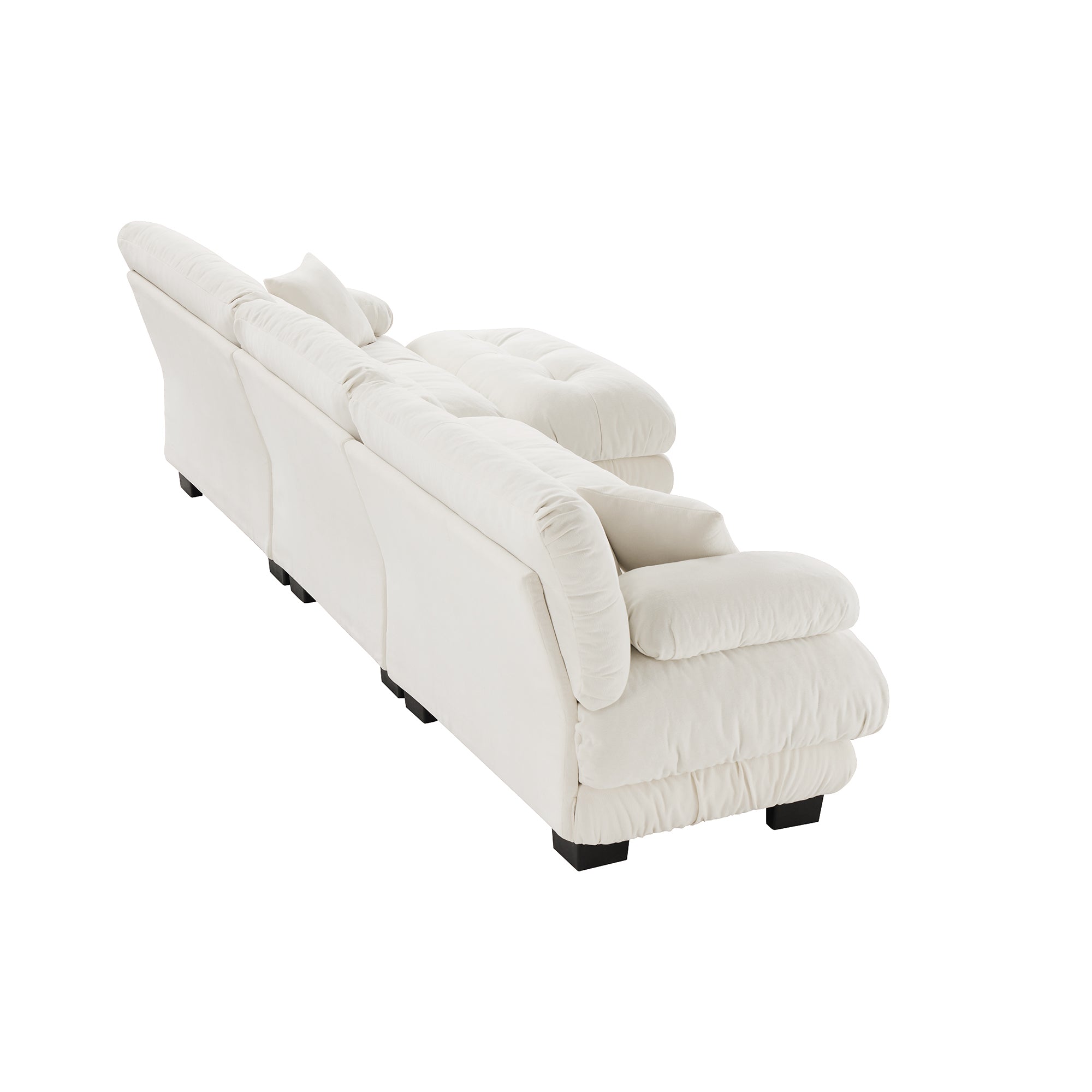 Monterey 134" Modular Chenille Cloud L-Shaped Sectional Sofa with Convertible Ottoman