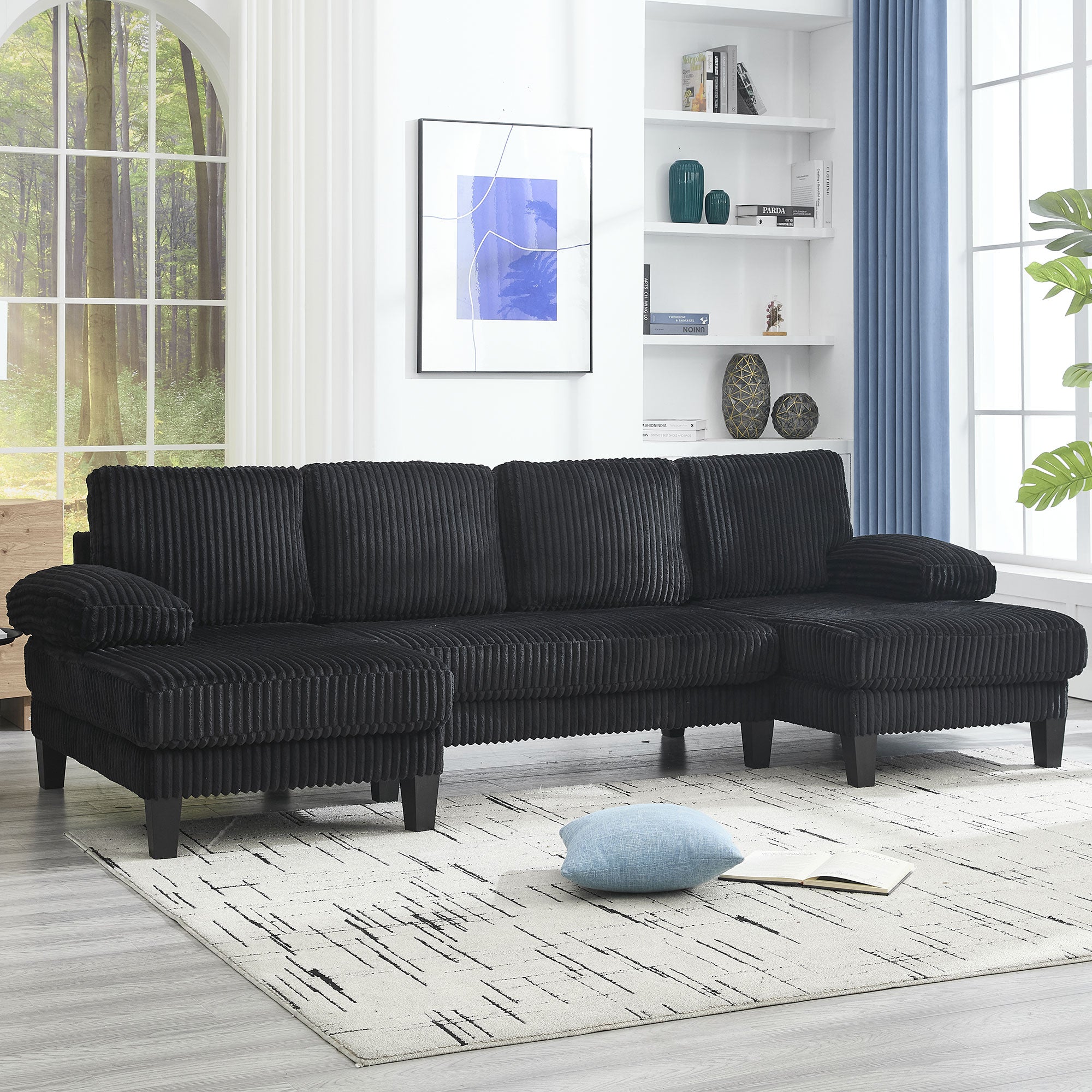 Spokane 114" U-Shaped 4 Seater Sectional Sofa with Double Chaise