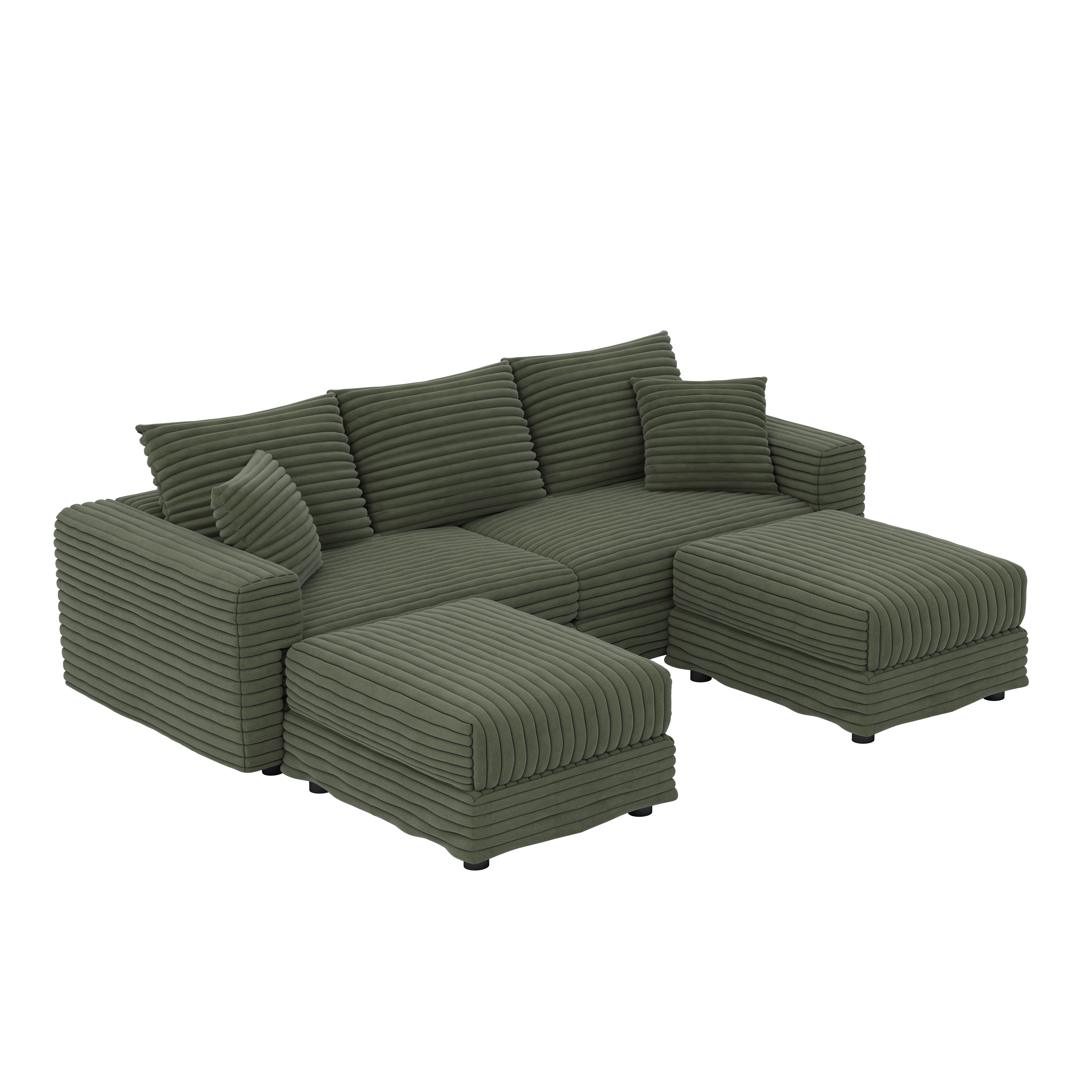Norwalk 83" Modular Plush Corduroy U-Shaped Sectional Sofa with 2 Movable Ottomans