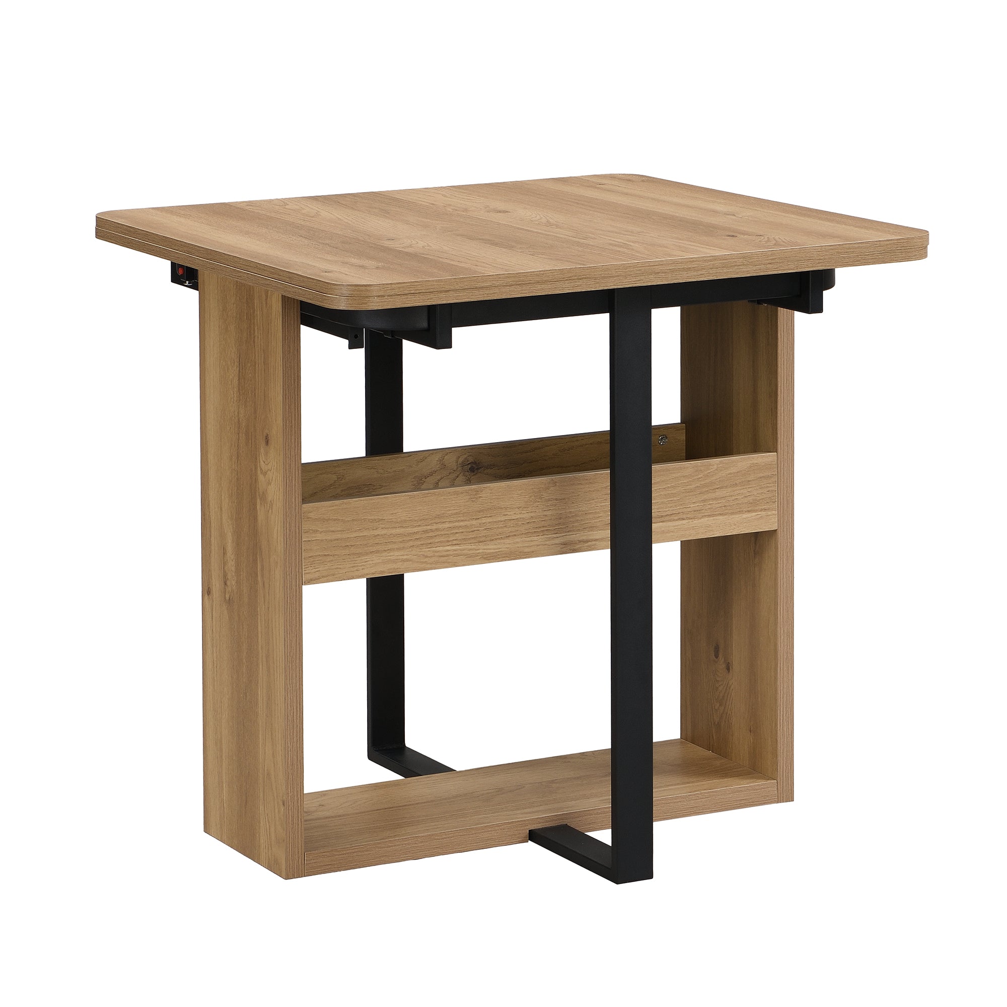 Lento 63" Modern Black 5 Piece Extendable Dining Table Set with Storage and Chairs