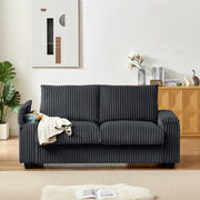 Fresno 71" Dark Gray Plush Corduroy Sofa with Storage Armrests and USB Port