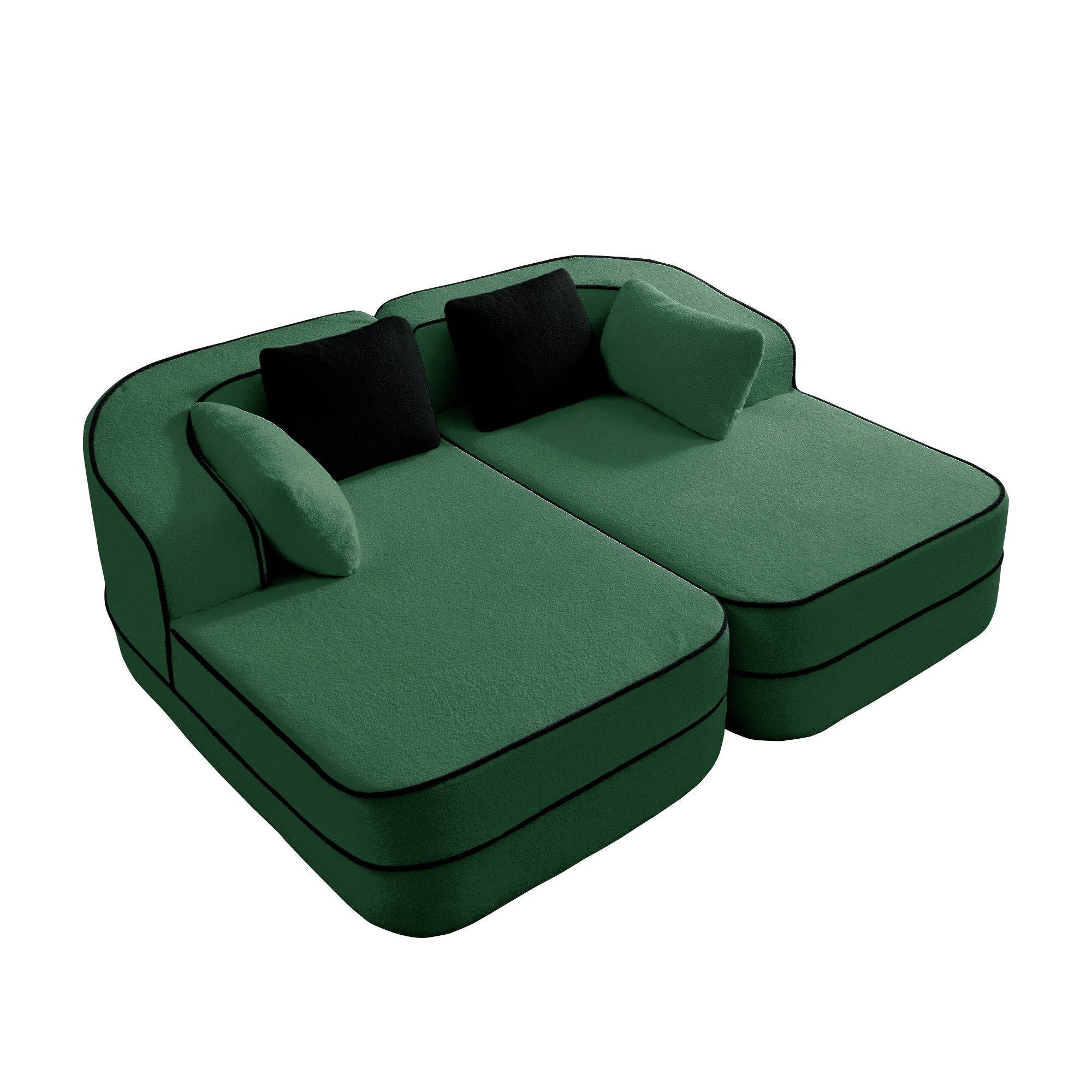 Gilbert 77.2" Teddy Fabric Sofa-in-a-Box with Double Chaise