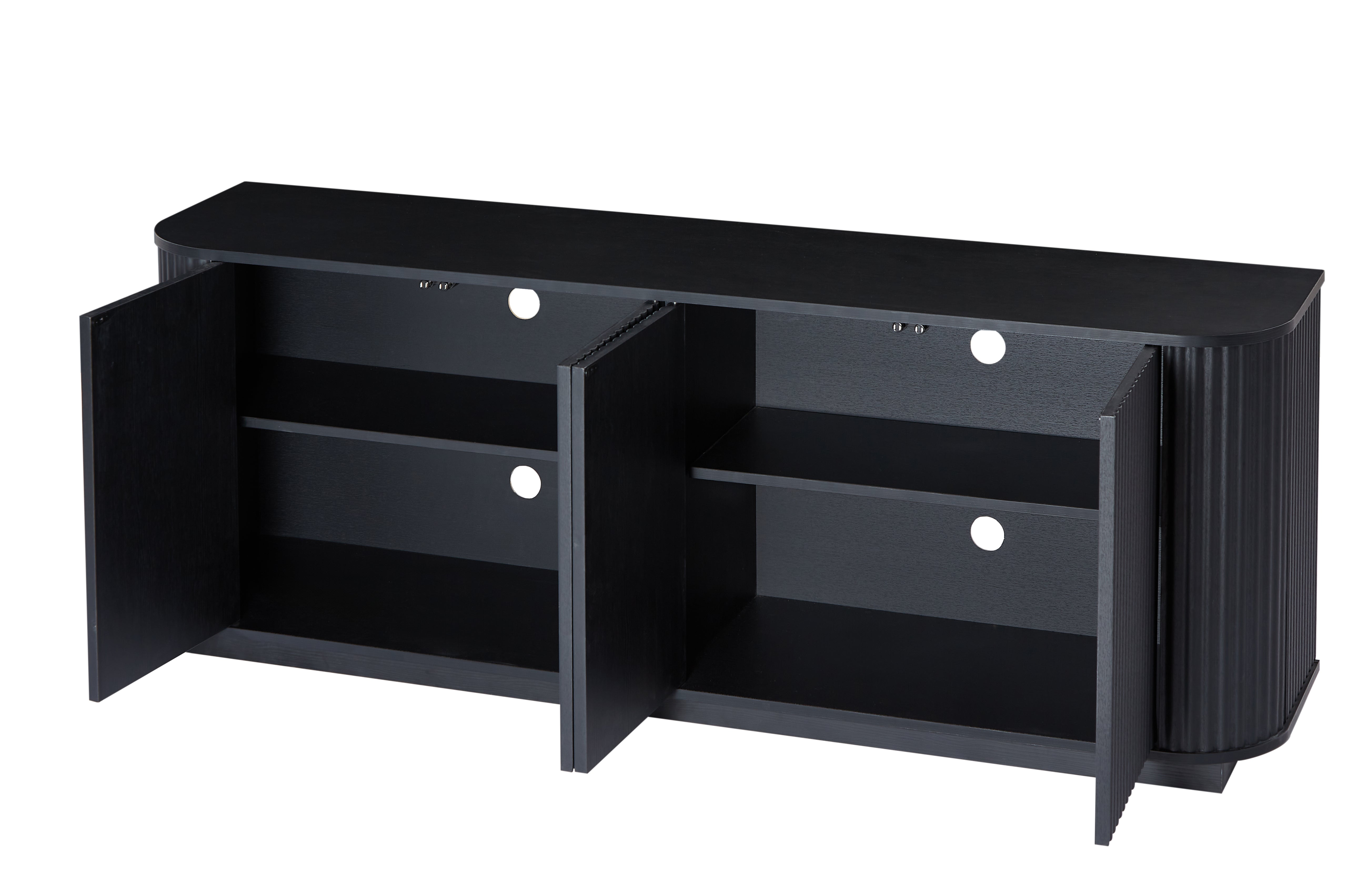 Kyoto Sideboard TV Cabinet with Fluted Doors & Drawers, Black