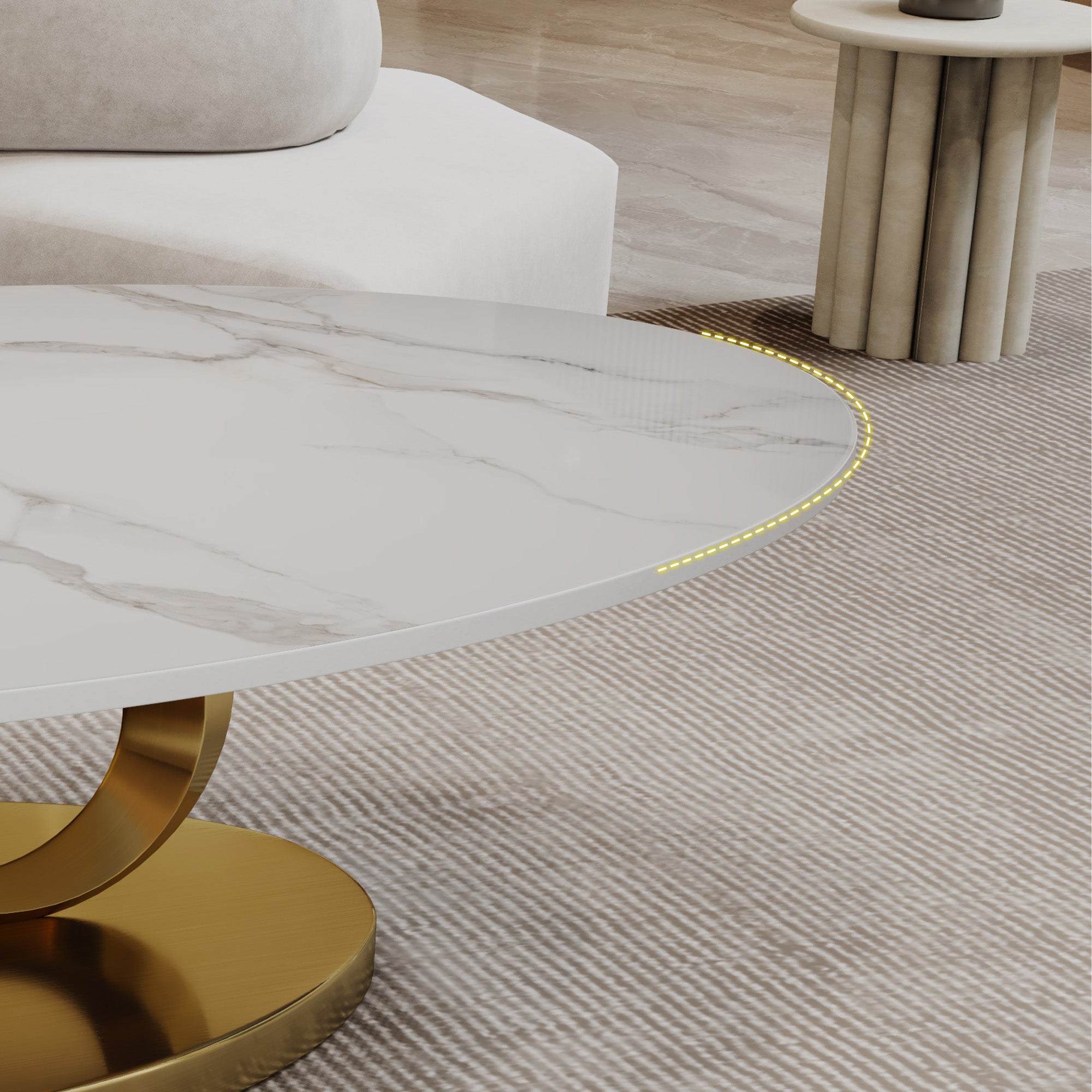 Verona Marble Sculptural Oval Coffee Table