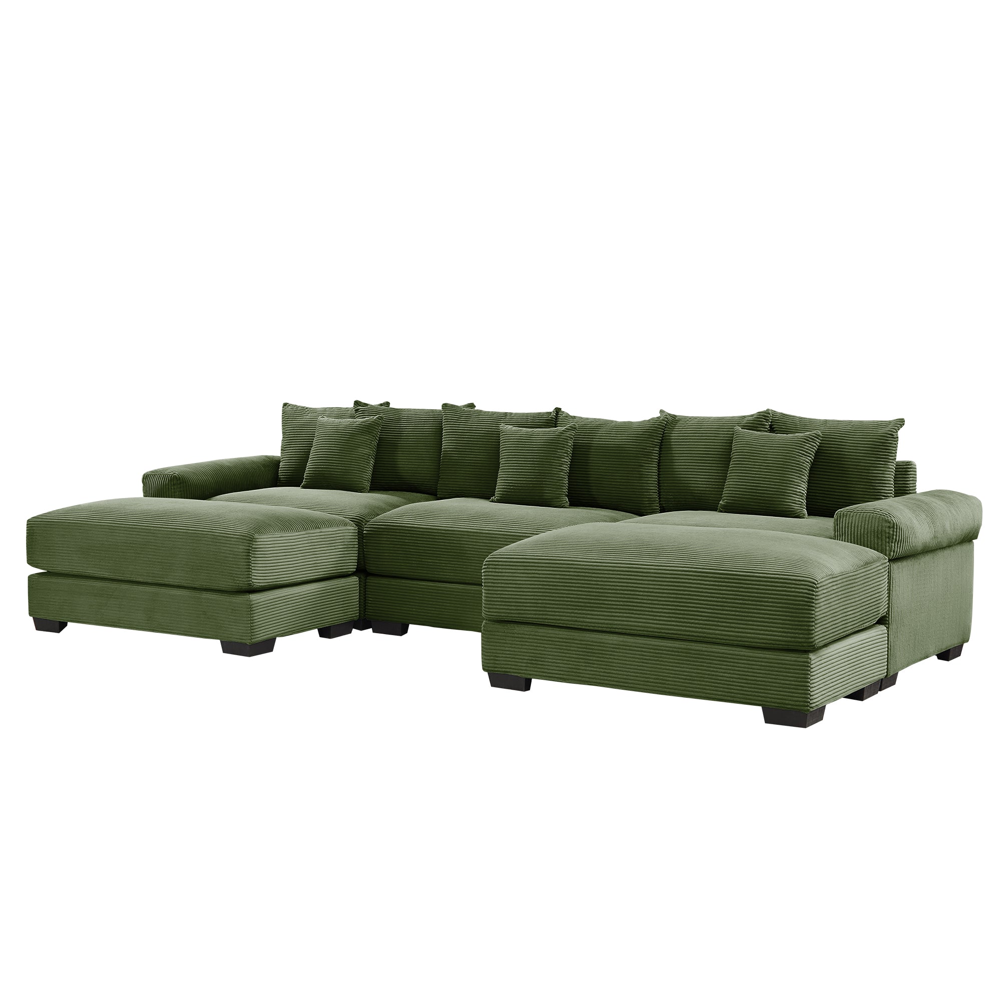 Albany 130" Modular Corduroy Cloud U-Shaped Sectional Sofa with Ottomans