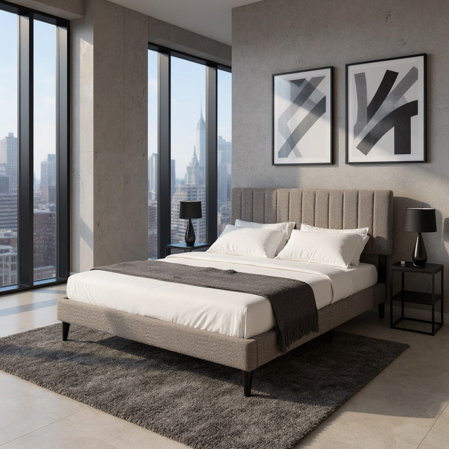 Normsman Dove Tufted Upholstered Platform Bed - Tungsten Gray - Queen