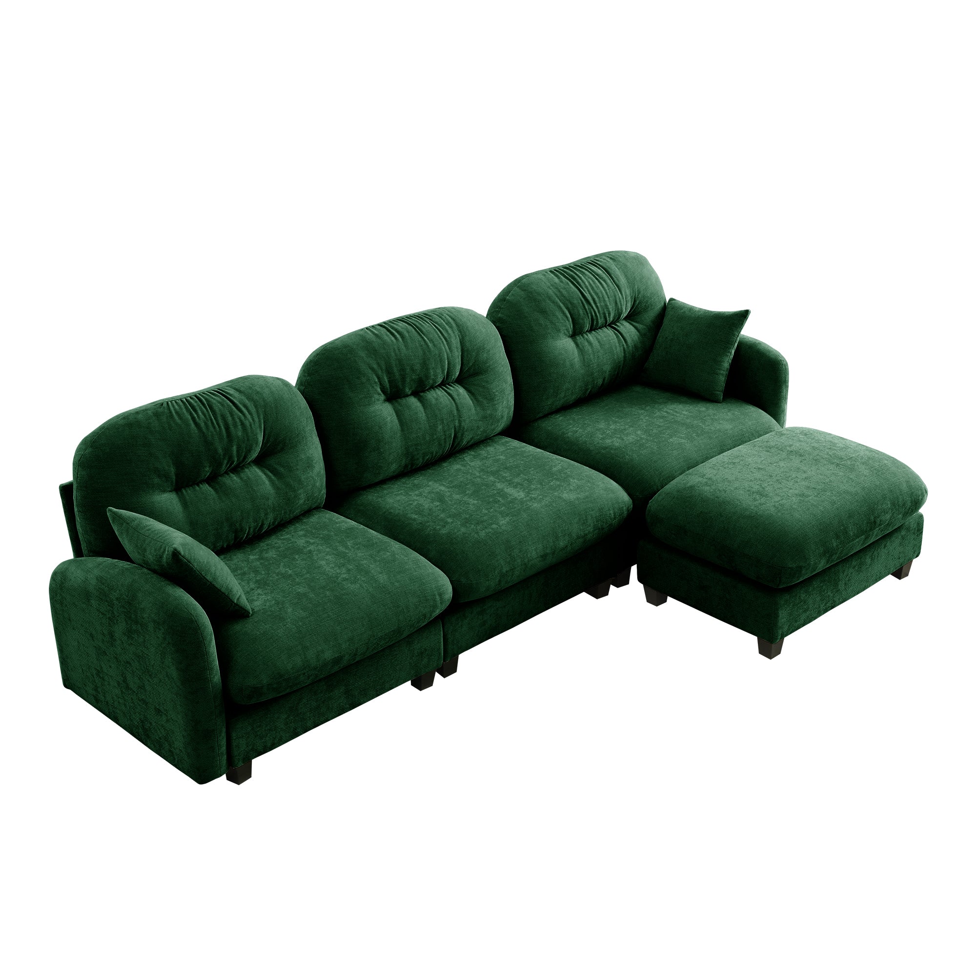 Roselyn 107" Modular Chenille Cloud L-Shaped Sectional Sofa with Ottoman