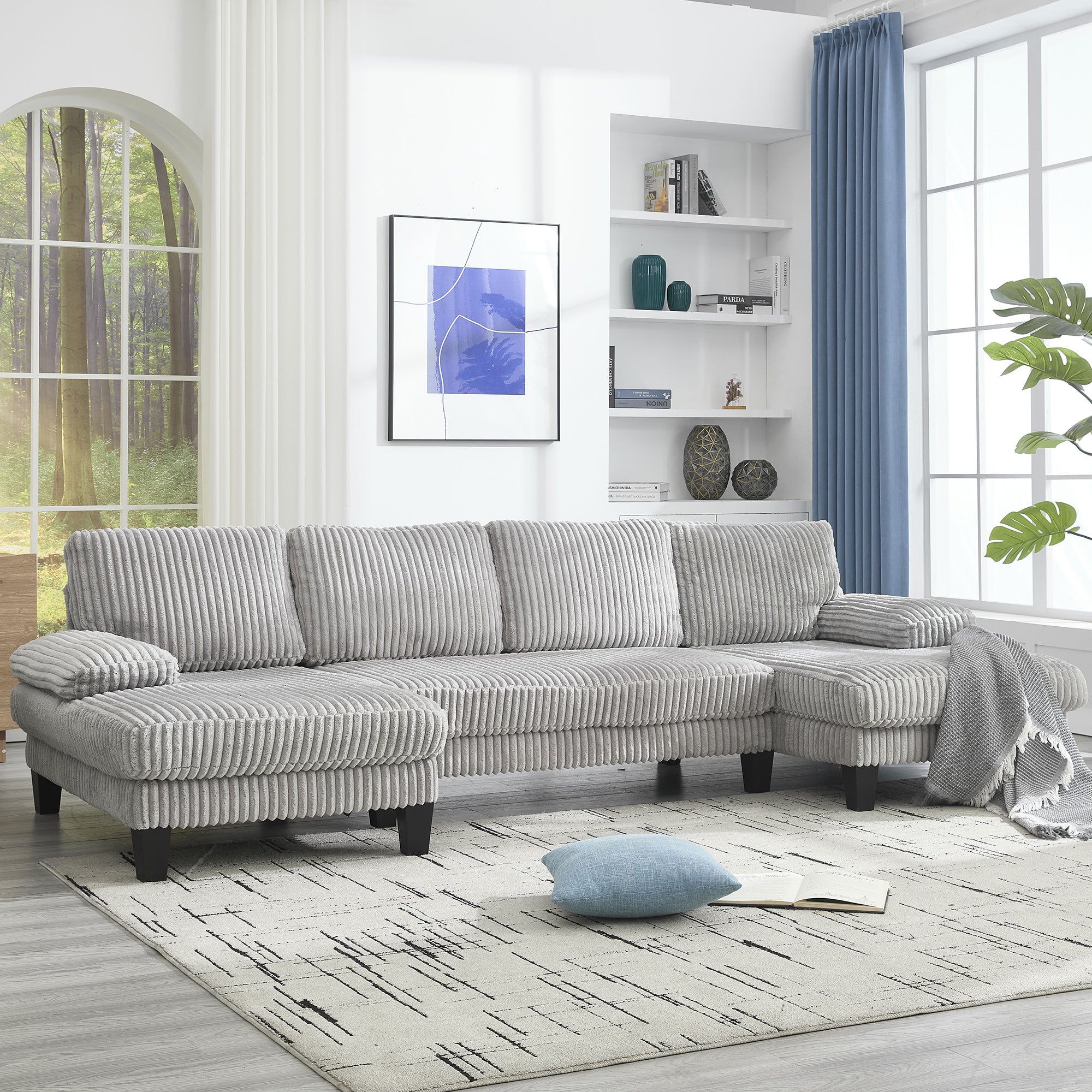 Spokane 114" U-Shaped 4 Seater Sectional Sofa with Double Chaise
