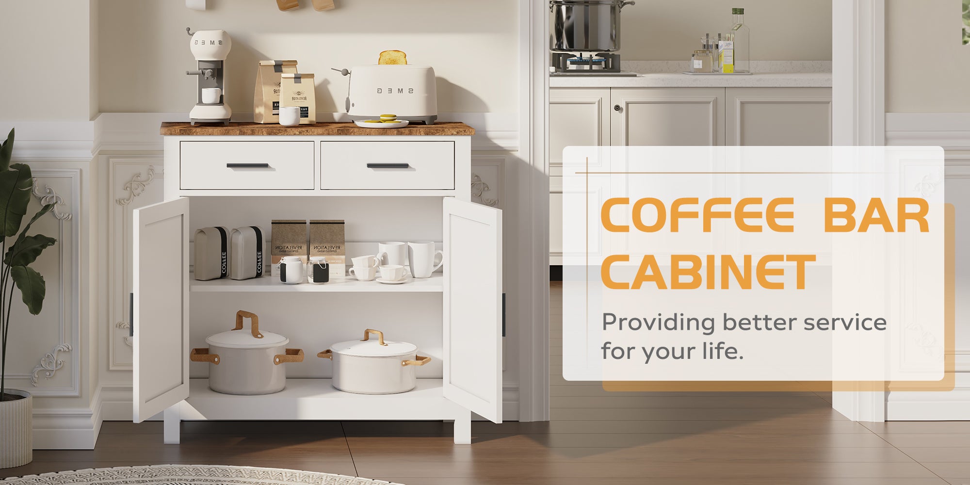 Turin Modern Farmhouse Buffet Storage Cabin