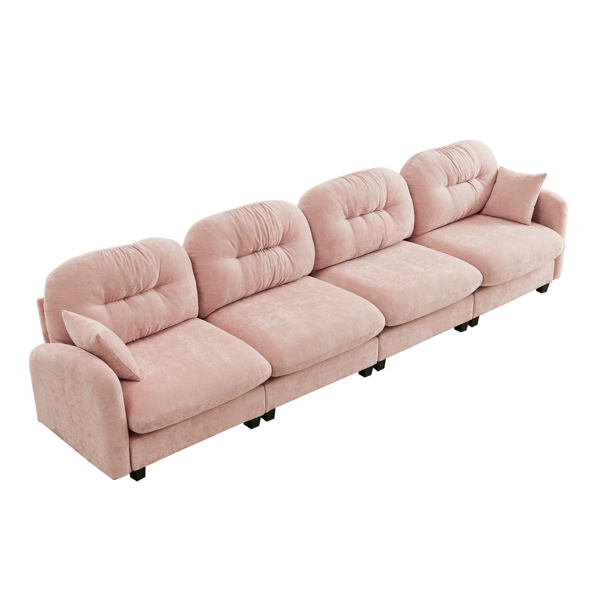 Roselyn 140" Modular Chenille Cloud 4-Seater Sofa with Tufted Cushion Backrest and  Pillows