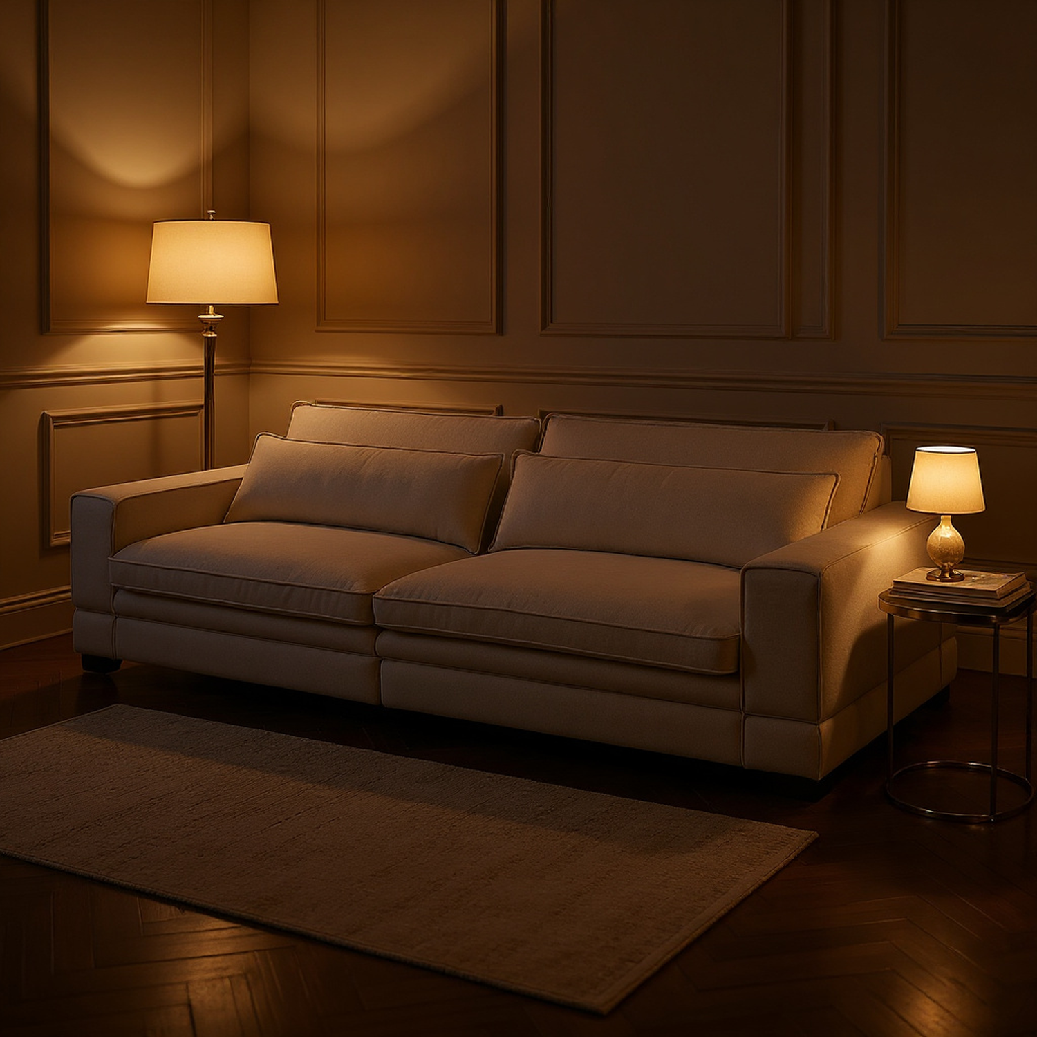 Mid-Century Sofa Couch Modern Upholstered Couch for Livingroom,Bedroom, Apartment, Home Office Beige