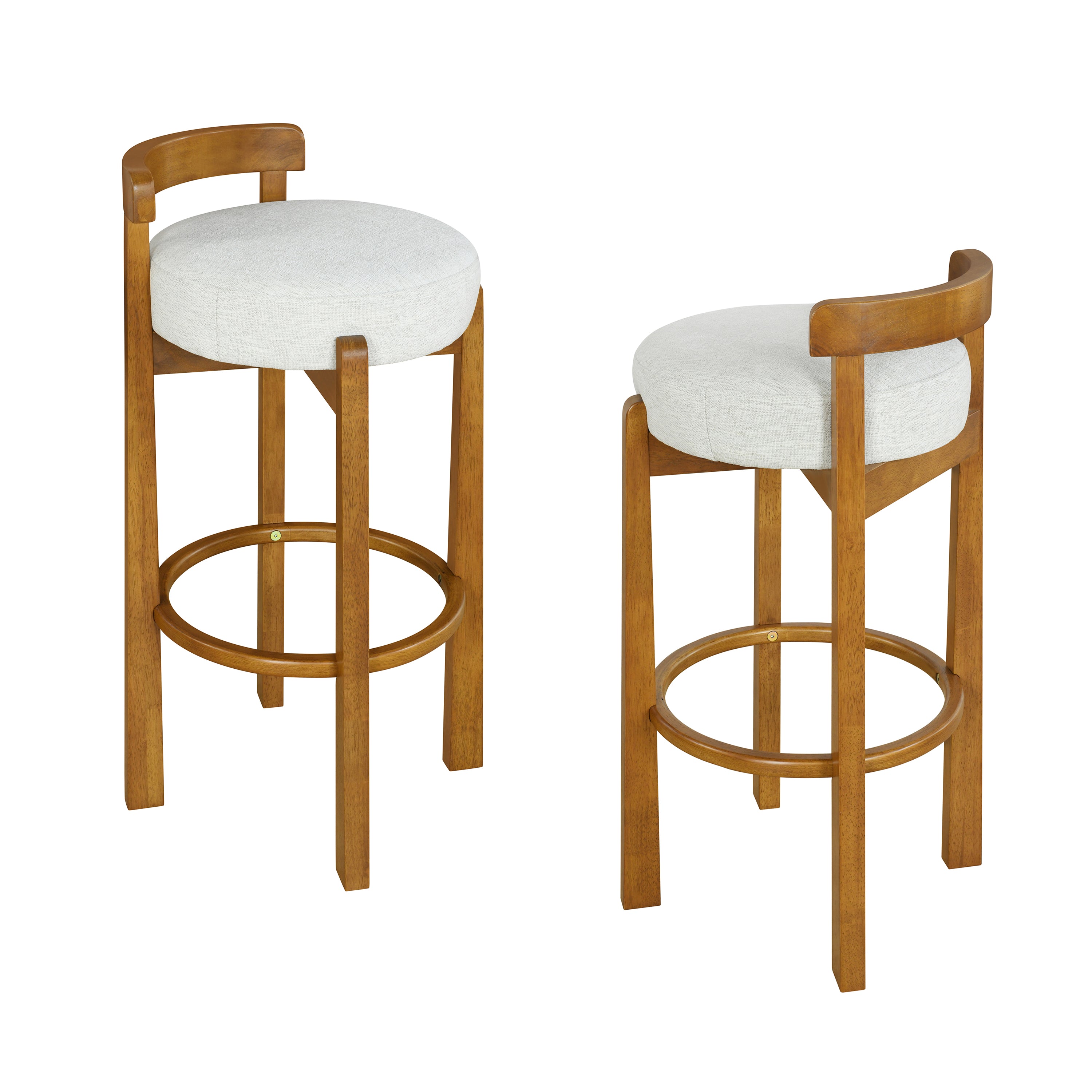 Etna 26" Rubberwood Counter Height Bar Stools with Upholstered Seats Set of 2