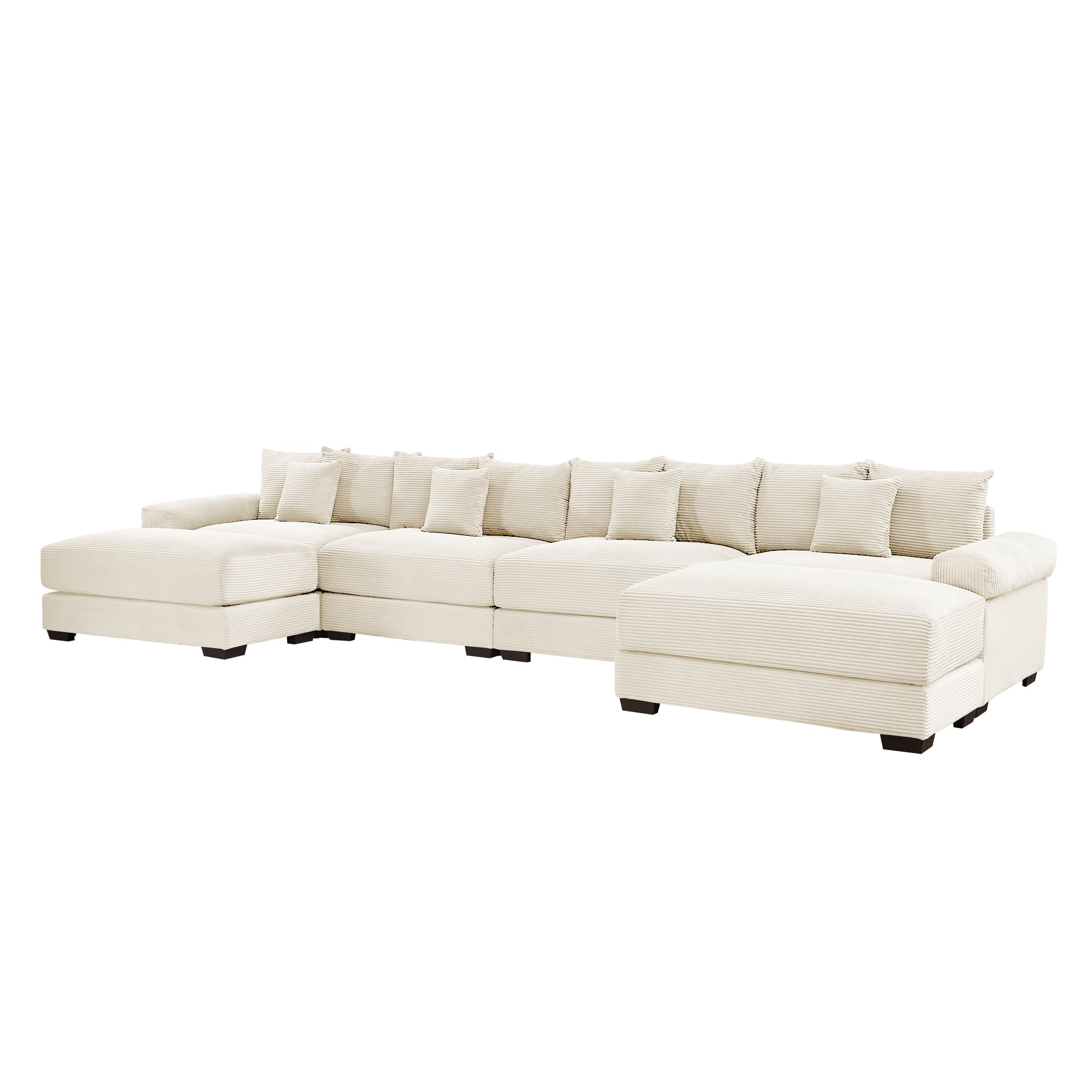 Albany 168" Modular Corduroy Cloud U-Shaped Sectional Sofa with Ottomans