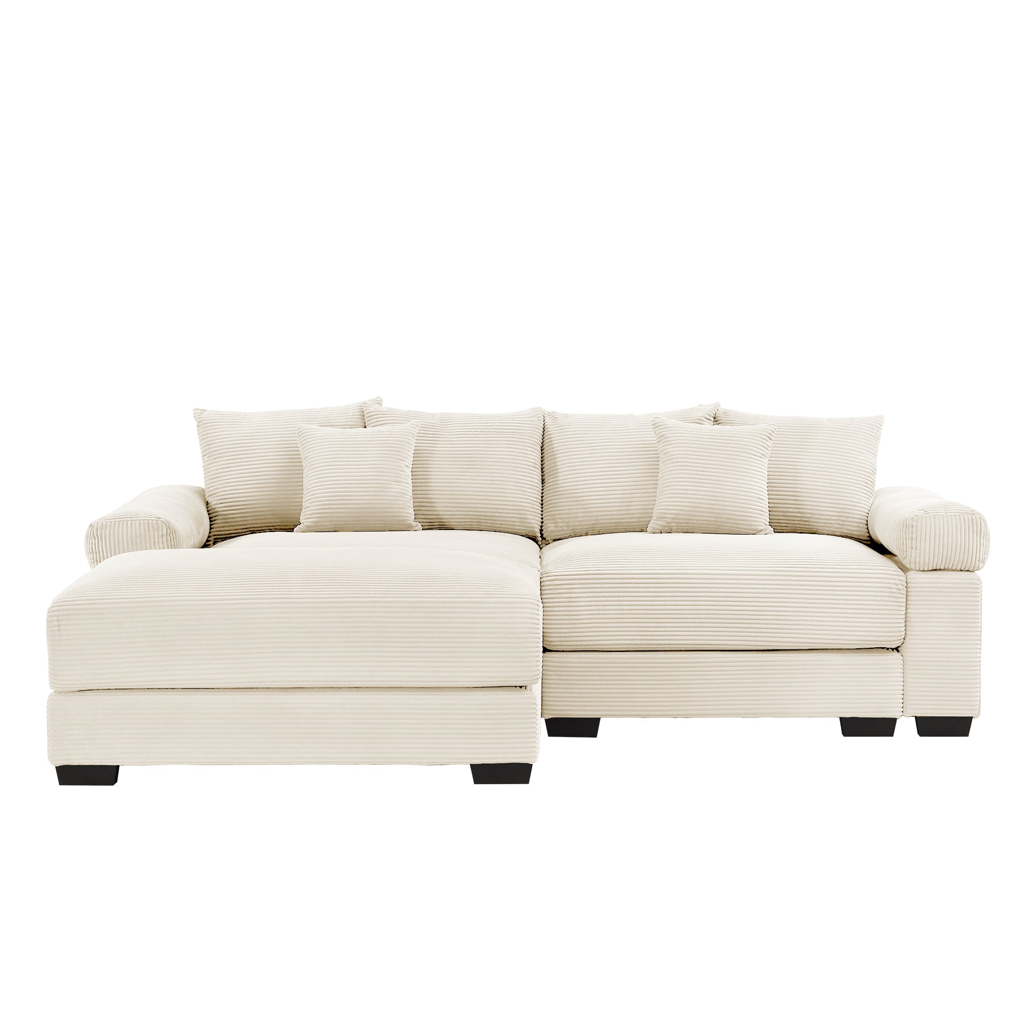 Albany 92" Modular Corduroy Cloud L-Shaped Sectional Sofa with Ottoman