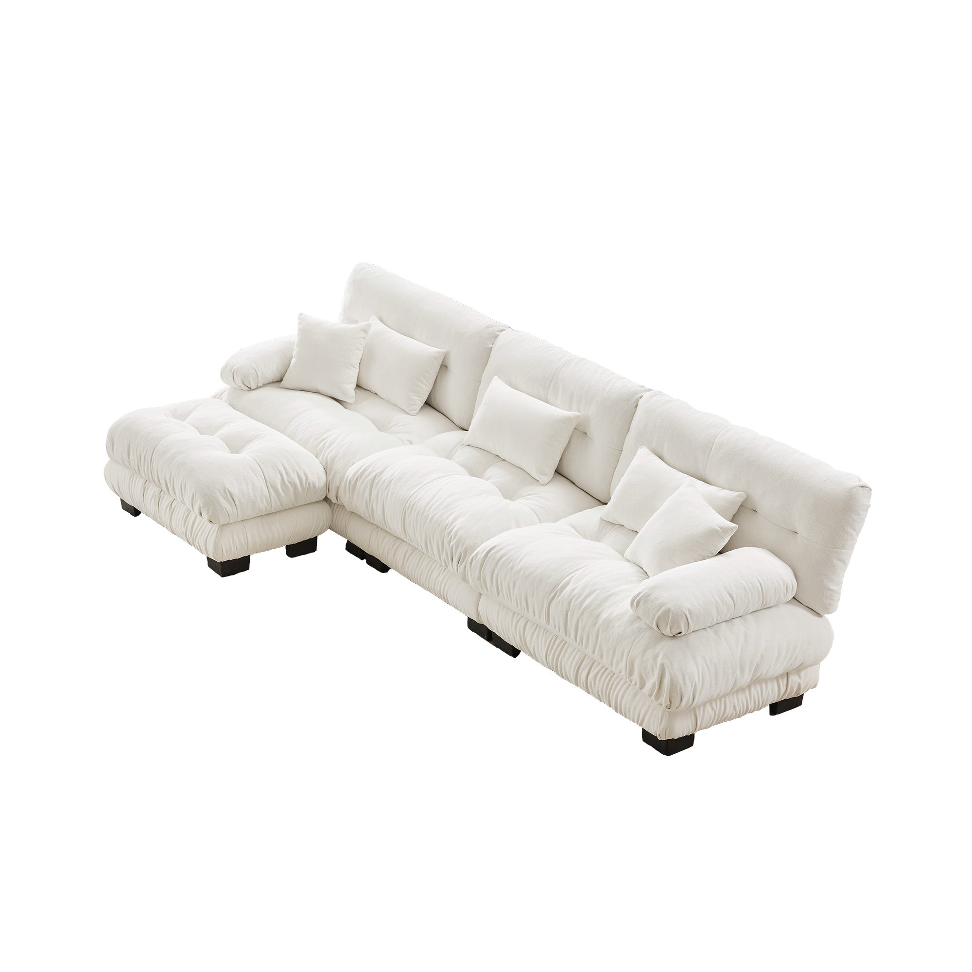 Monterey 134" Modular Chenille Cloud L-Shaped Sectional Sofa with Convertible Ottoman
