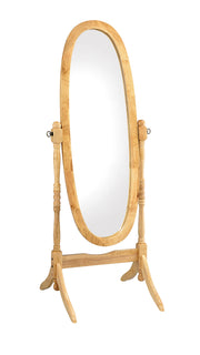 59.25' Tall Standing Wooden Floor Mirror with Natural finish, Oval Shape