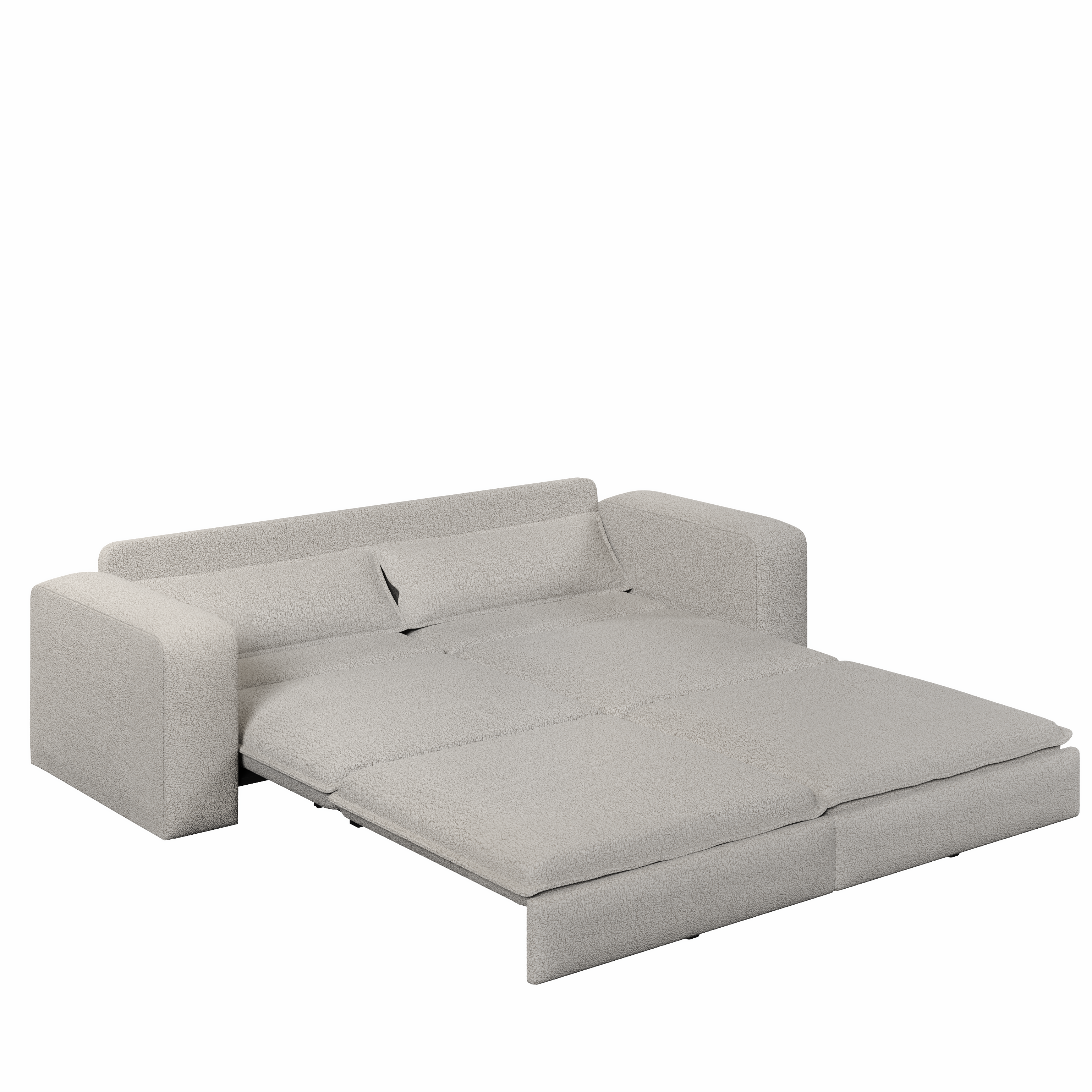 Cary 93" King Size Teddy Convertible Pull-Out Sleeper Sofa Bed with Chaise Lounge and Lumbar Pillows