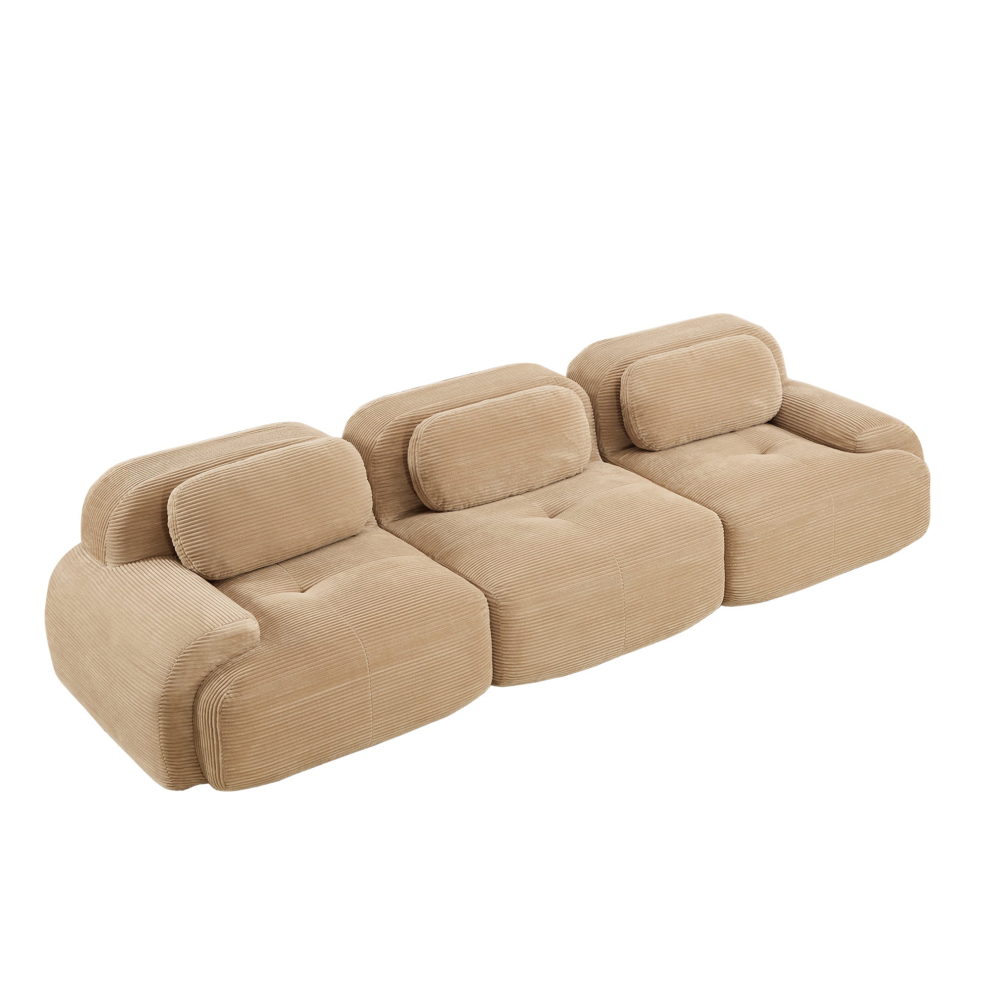 Anchorage 116" Modular Corduroy 3-Seater Sofa with Curved Armrest