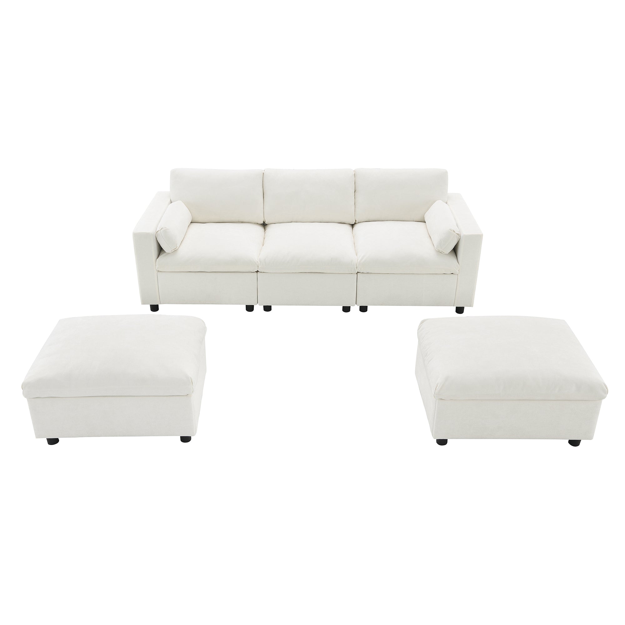 Madison U-Shaped Modular Sectional Sofa with Ottomans