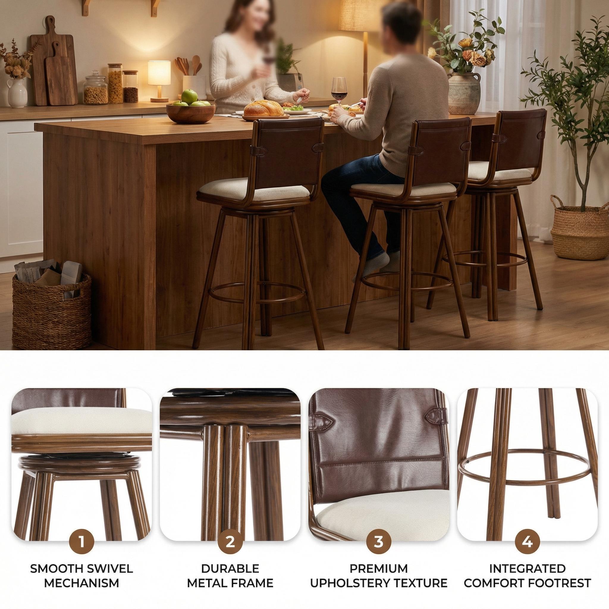 Sonoma 29" Swivel Counter Height PU Leather Upholstered Bar Stools Set of 2