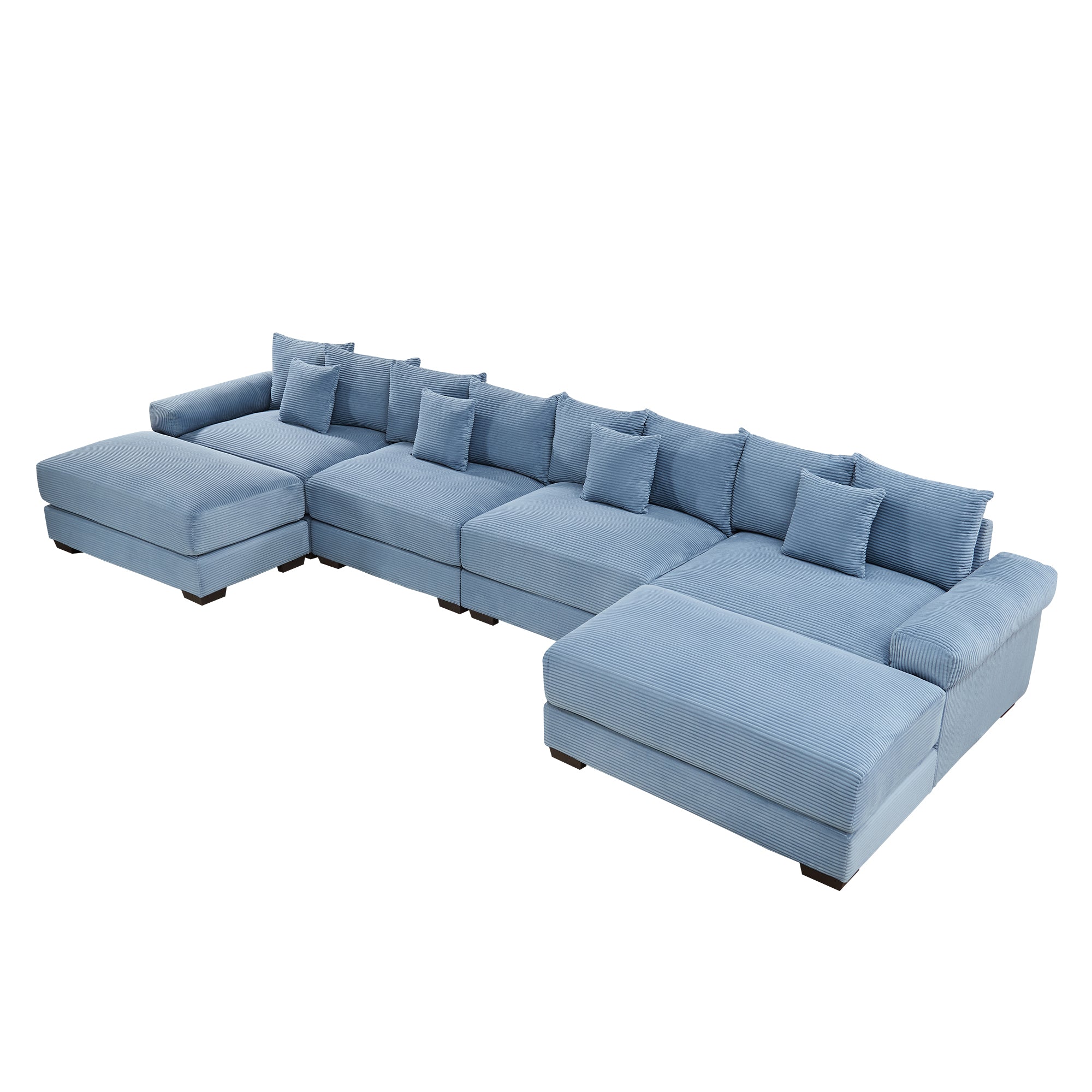 Albany 168" Modular Corduroy Cloud U-Shaped Sectional Sofa with Ottomans
