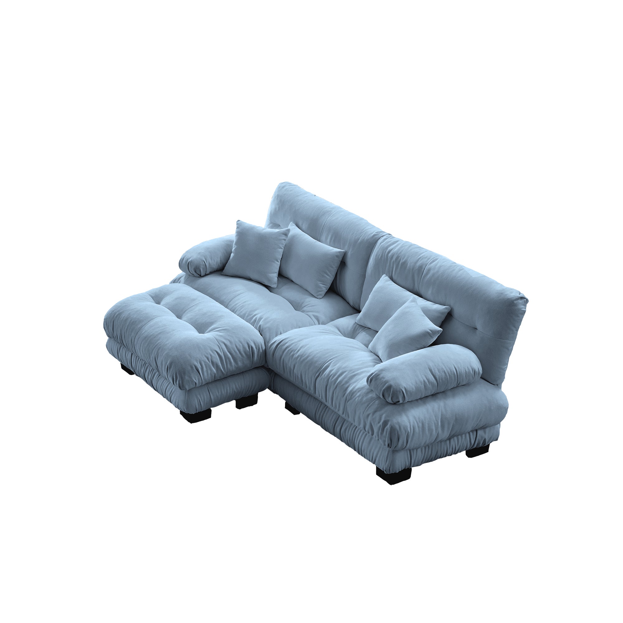 Monterey 94" 3 Piece L Shaped Modular Sofa Set, Velvet Deep Seat 5-Seater Sofa with Ottoman