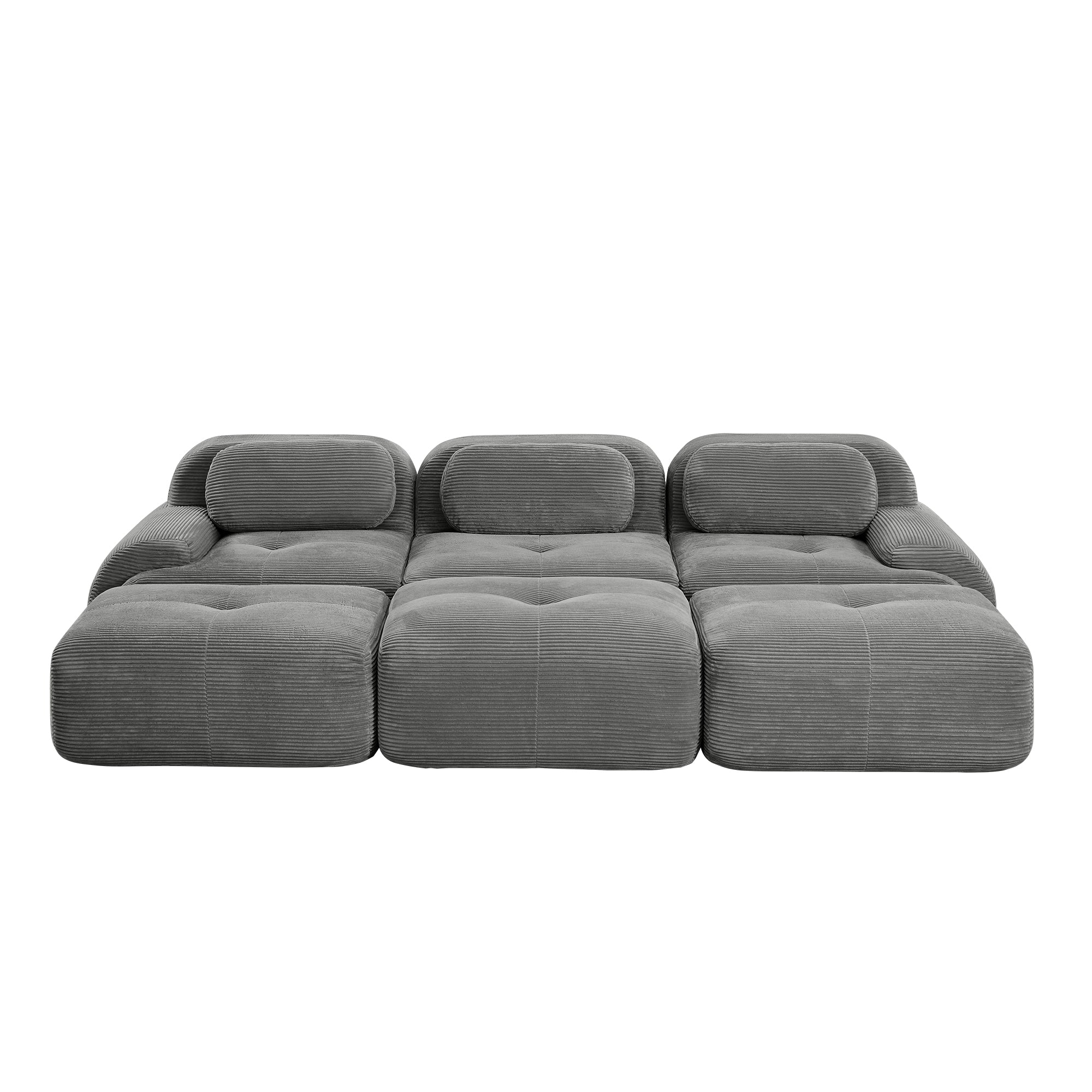 Anchorage 116" Corduroy Cloud Modular Sofa with Ottomans and Curved Armset