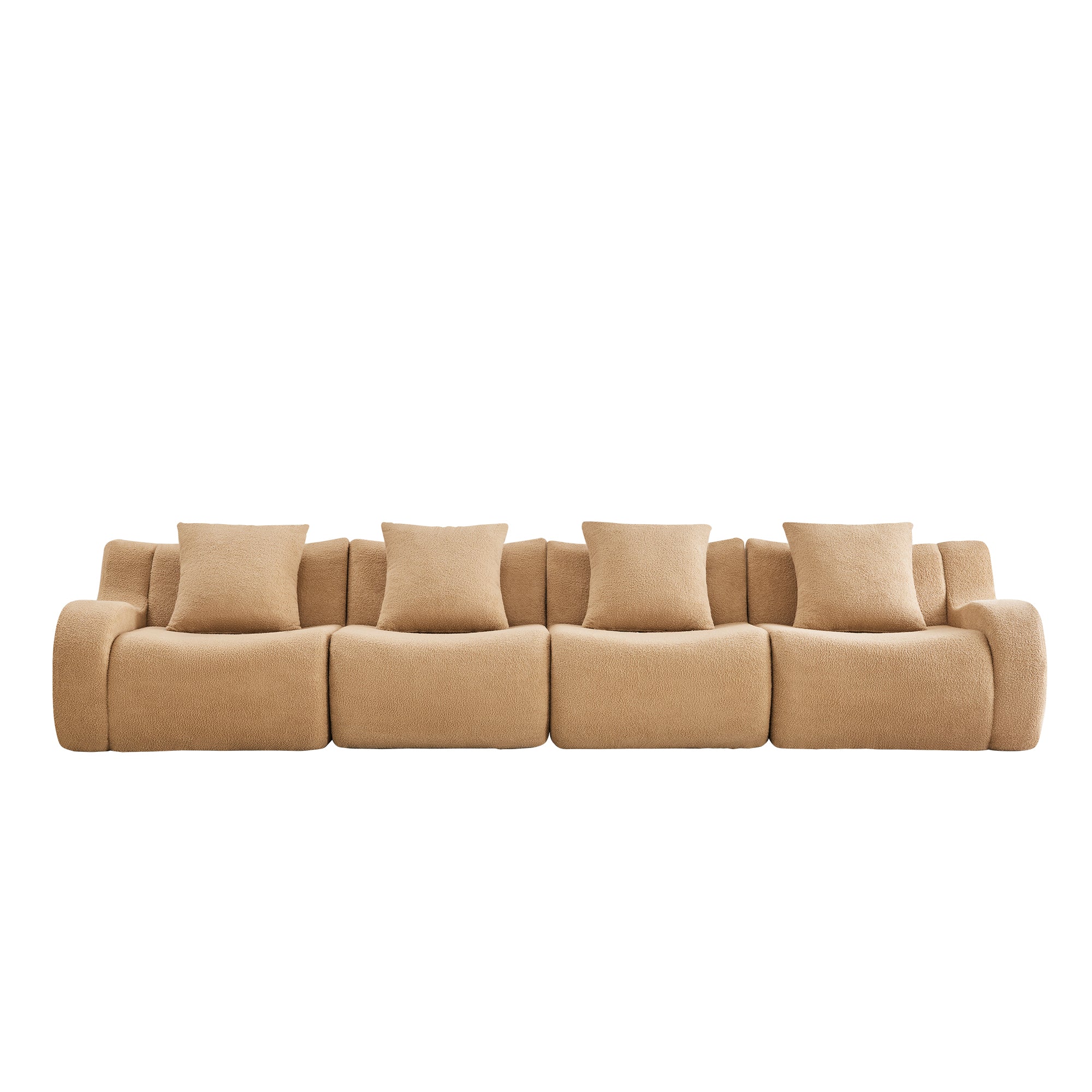 Chico 146" Modular Teddy Fabric 4-Seater Sofa with Curved Armrests