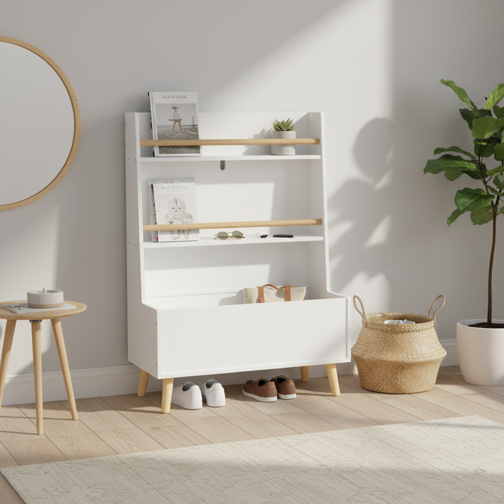 Trove Modern Wood Bookshelf & Toy Storage Cabinet, White