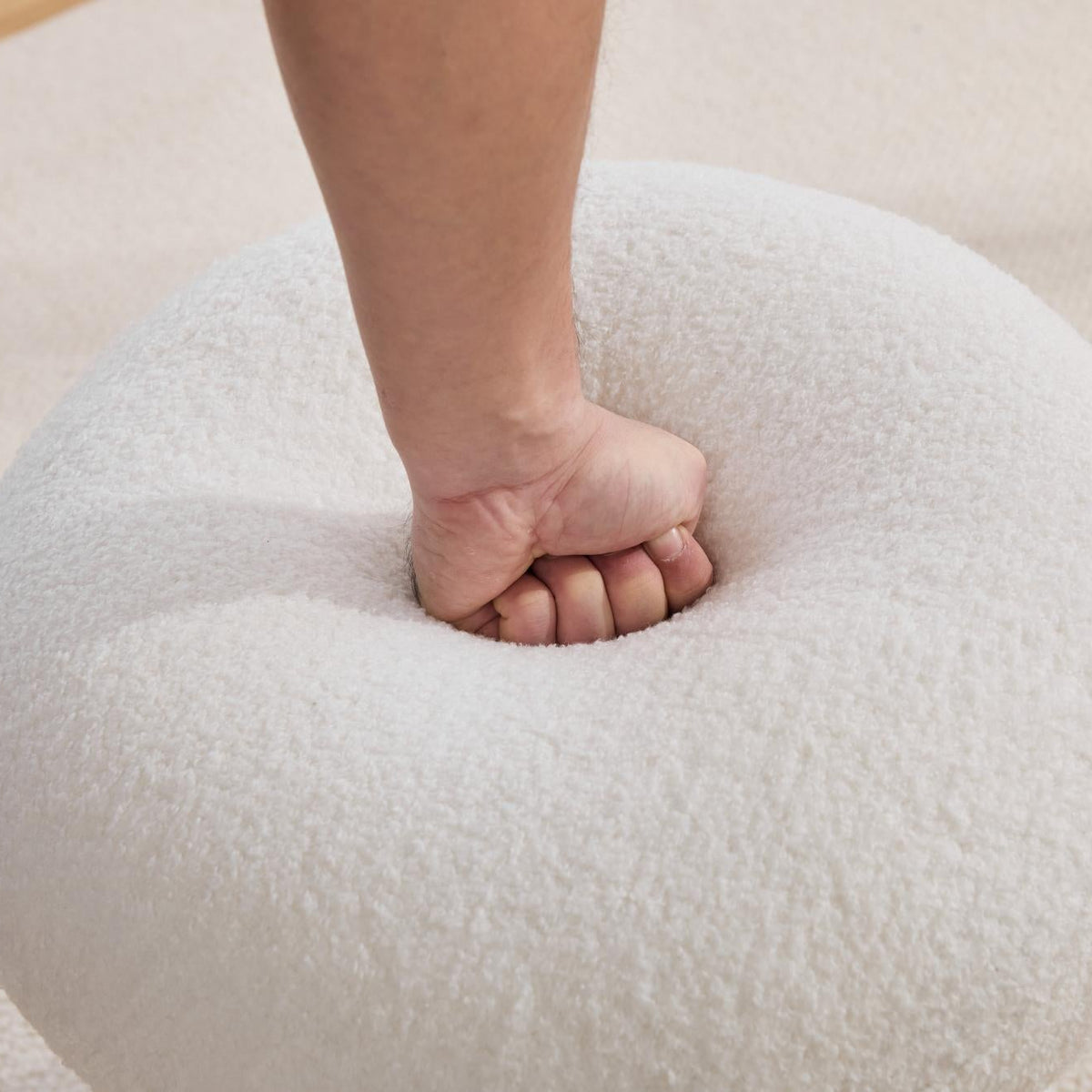 Moraine 16" Teddy Fabric Mushroom Ottoman Stool