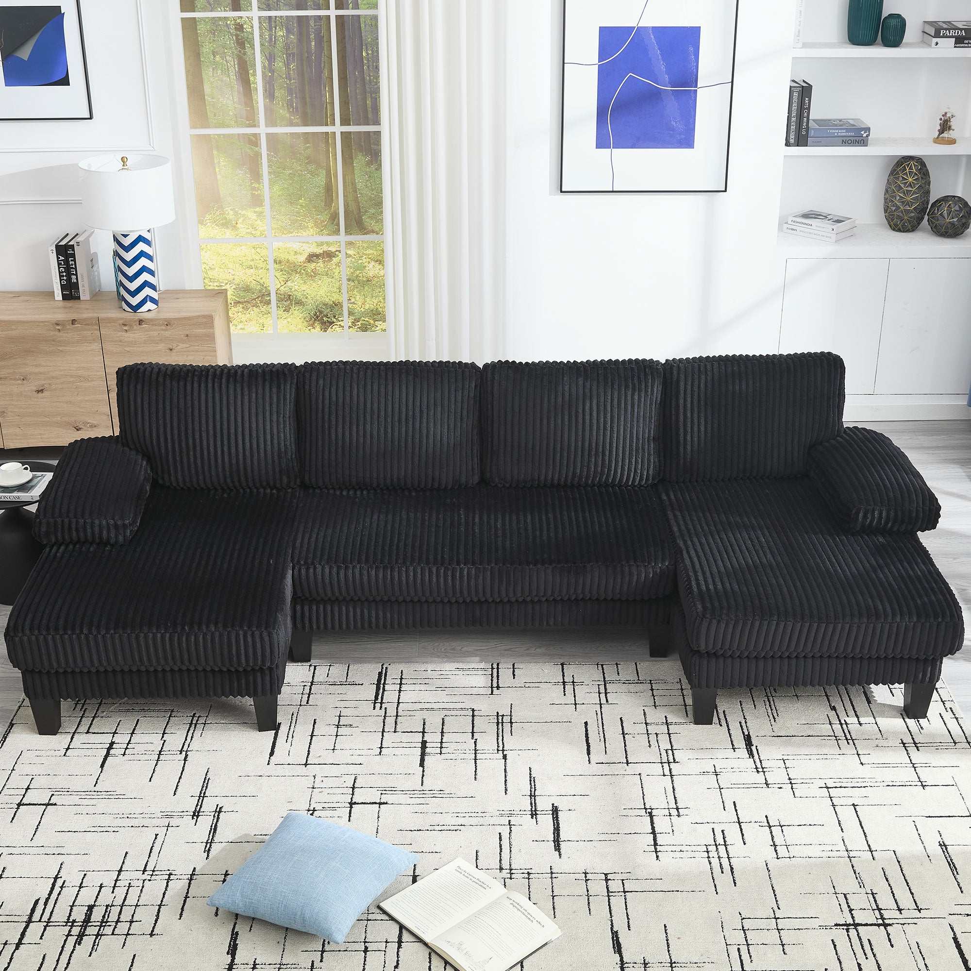 Spokane 114" U-Shaped 4 Seater Sectional Sofa with Double Chaise