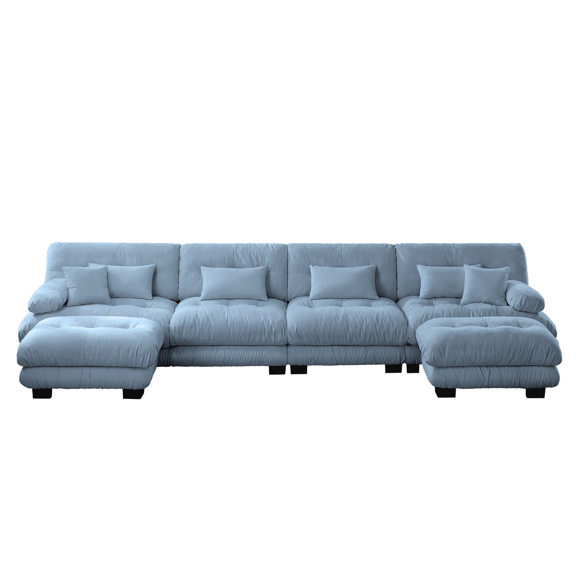 Monterey 173" Oversized Modular Chenille U-Shaped Cloud Sectional Sofa with 2 Ottomans