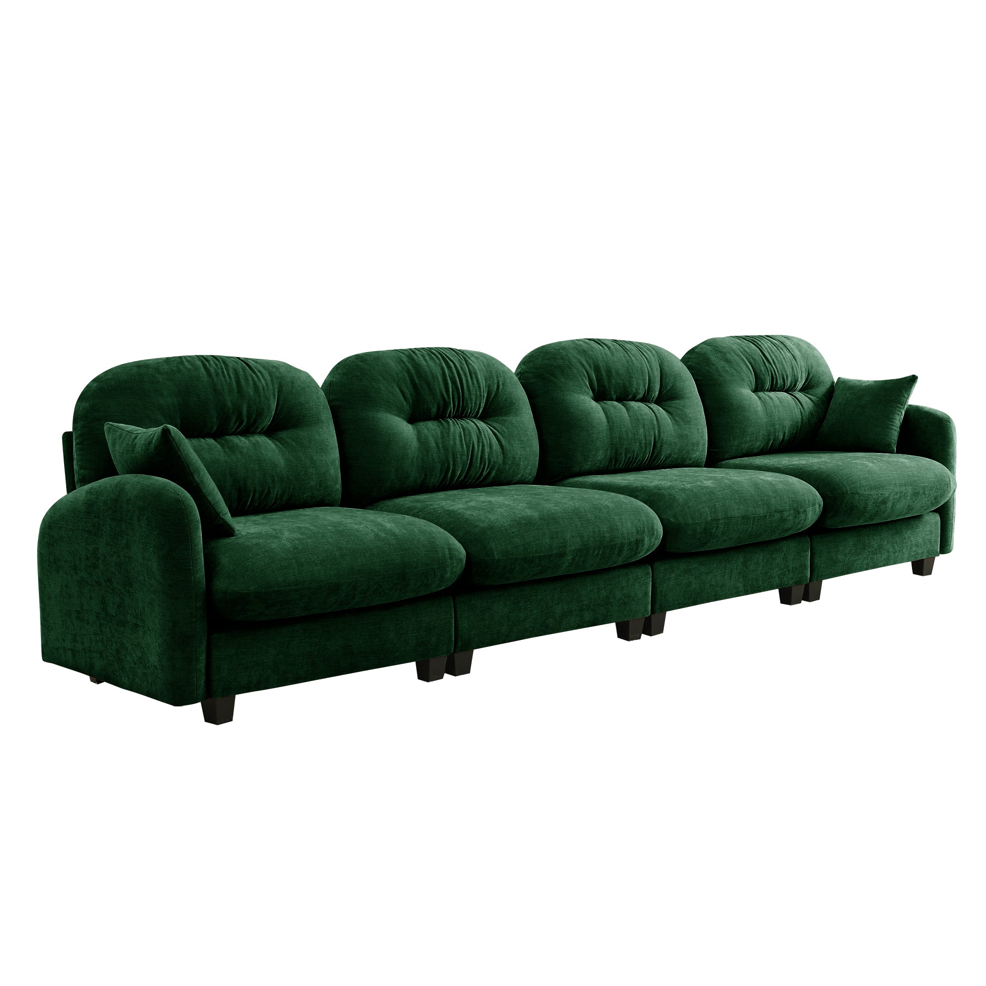 Roselyn 140" Modular Chenille Cloud 4-Seater Sofa with Tufted Cushion Backrest and  Pillows
