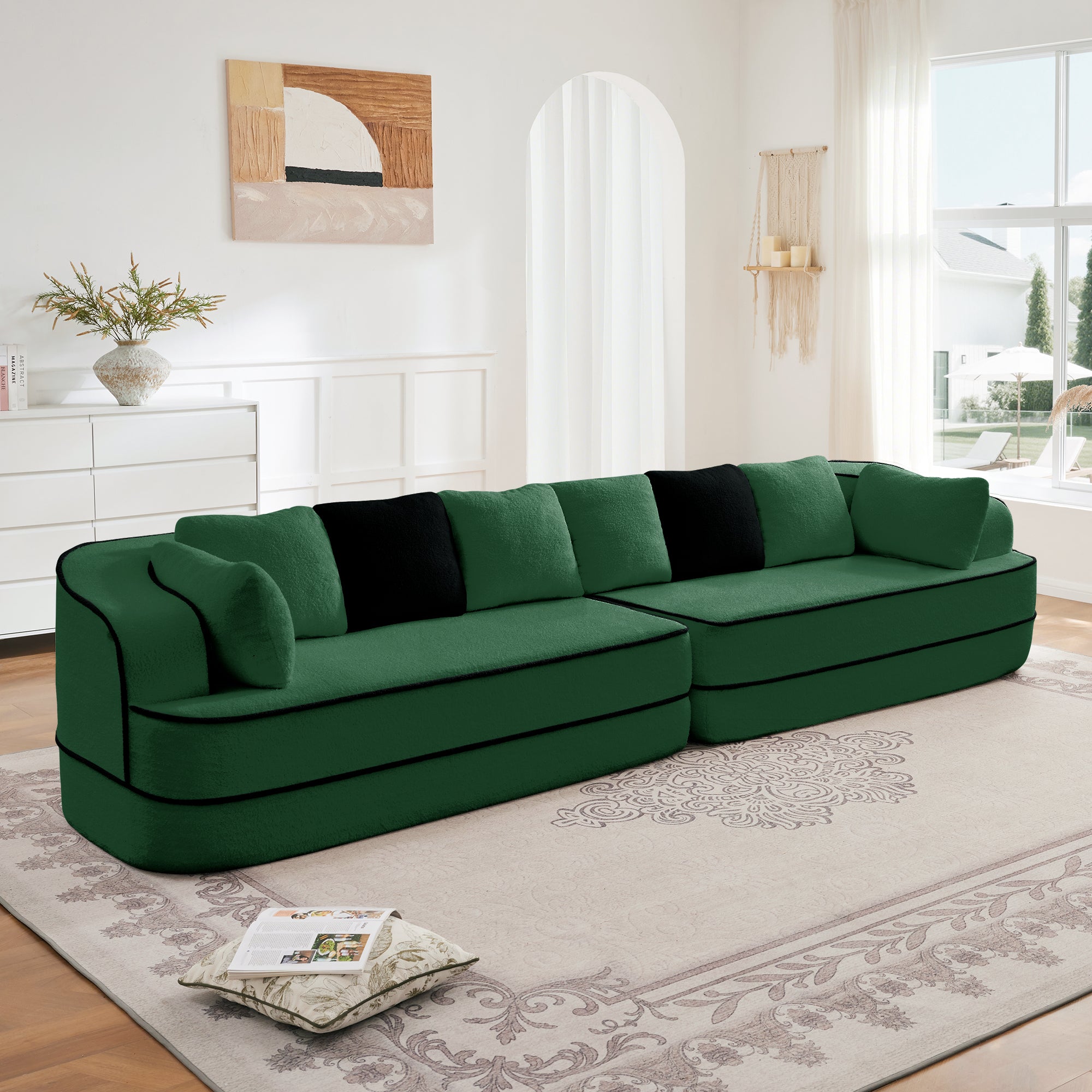 Gilbert 135" Teddy Fabric 4-Seat Oversized Modular Sofa