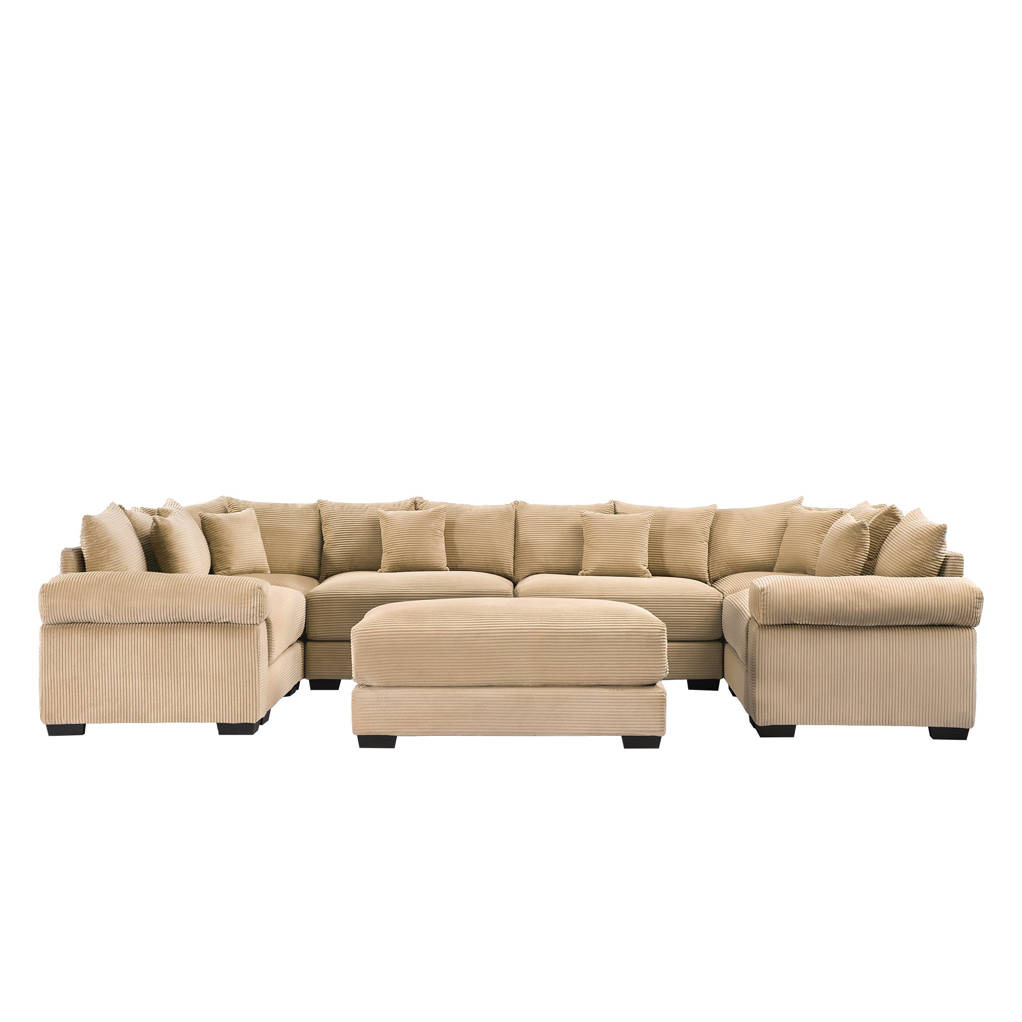 Albany 138" Oversized 7 Pieces Modular Corduroy U-Shaped Sectional Sofa with Ottoman
