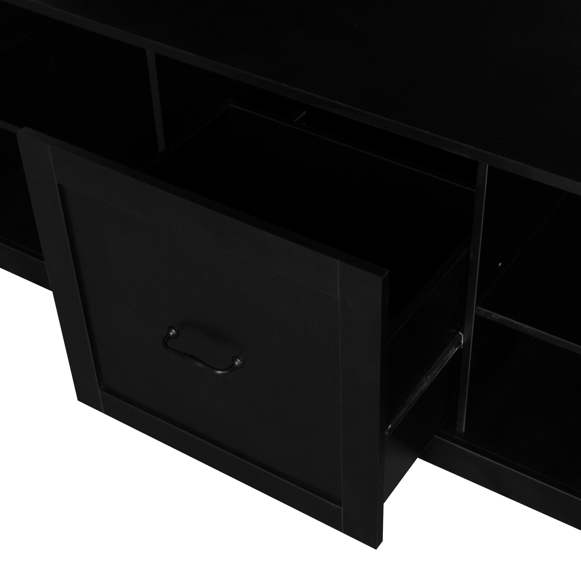 ATLAS 57" Modern Wood 3-in-1 Hall Tree Bench with Drawer and 6 Hooks