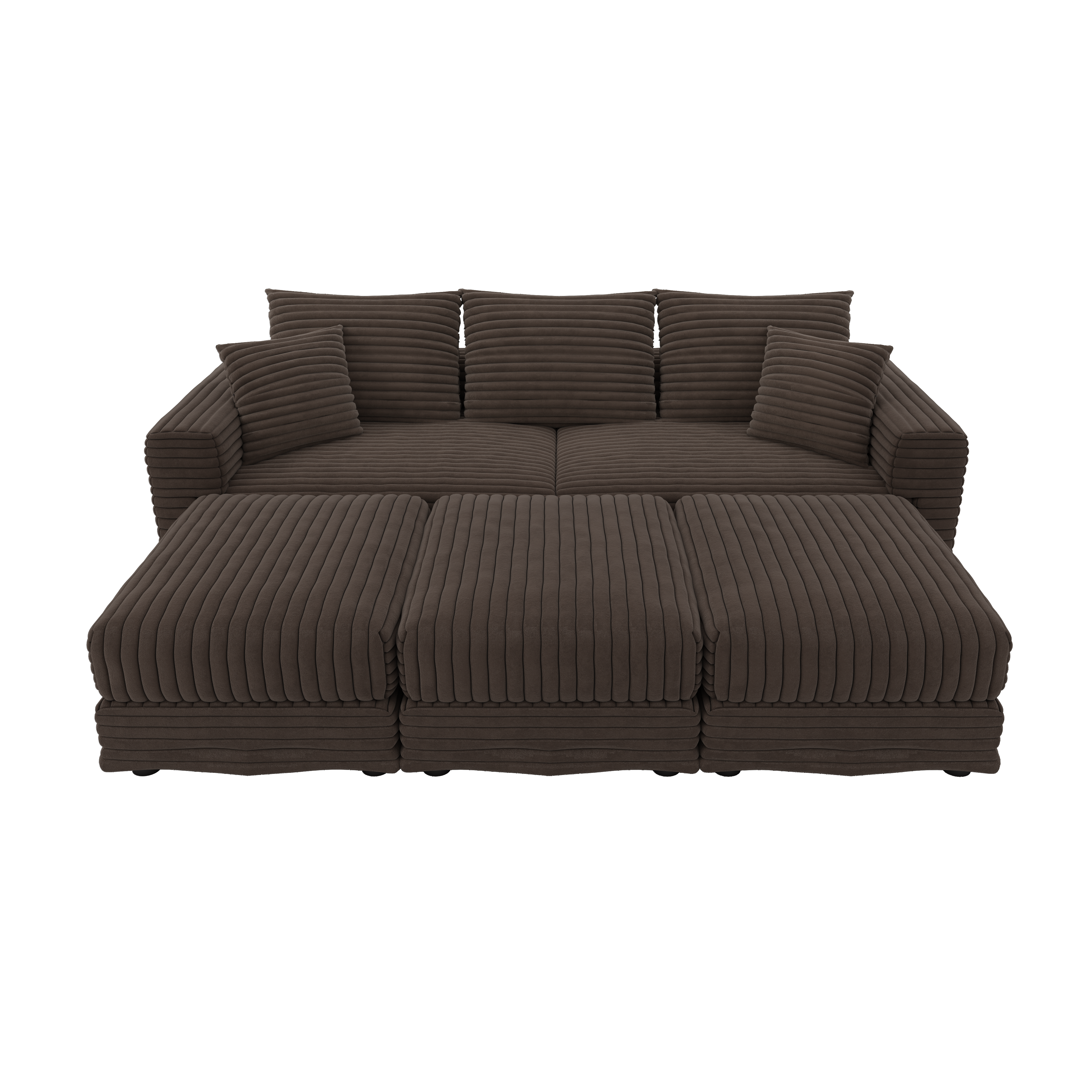 Norwalk 83" 5-Piece Modular Corduroy Upholstered Sectional Sofa with Ottomans