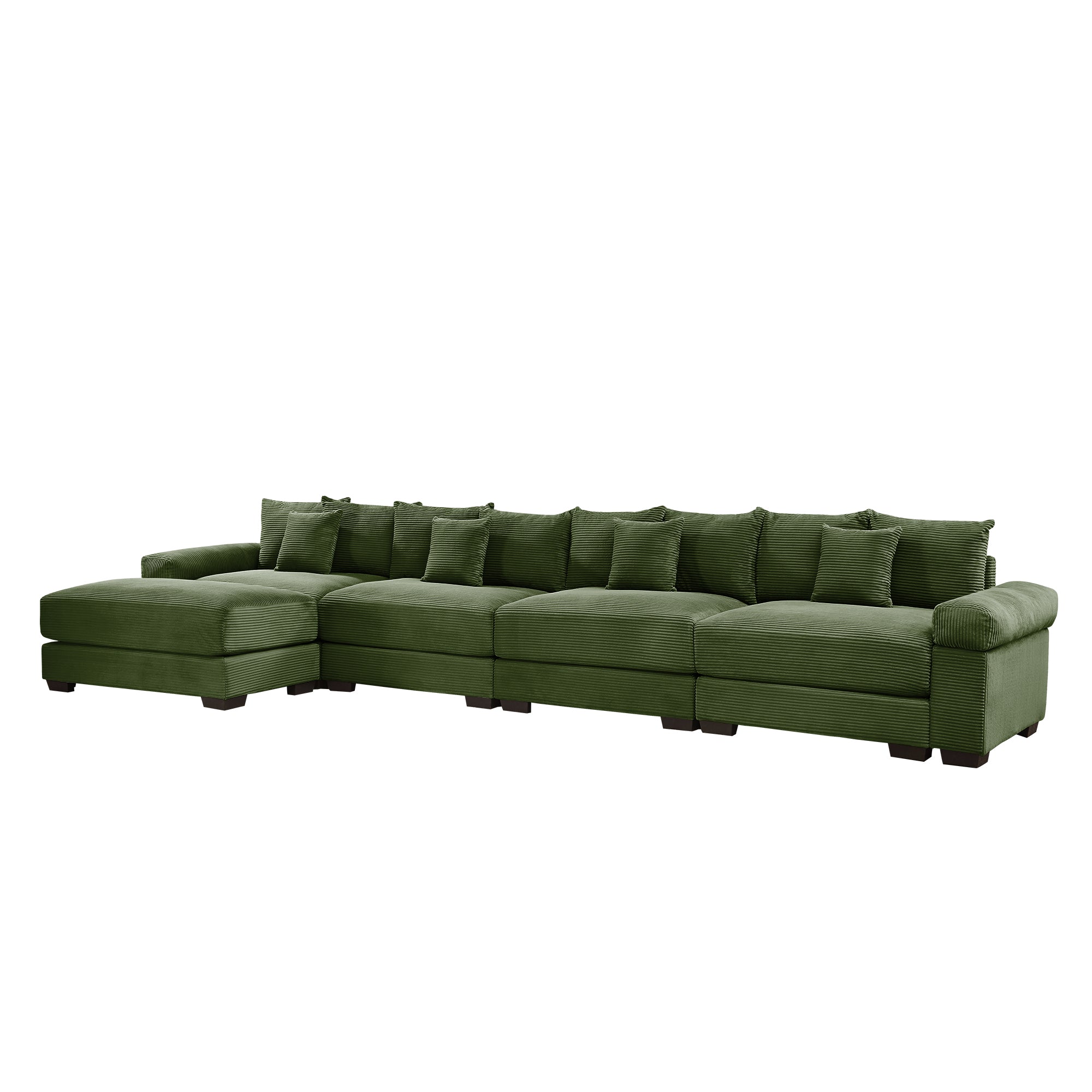 Albany 168" Modular Corduroy Oversized Cloud L-Shaped Sectional Sofa with Ottoman