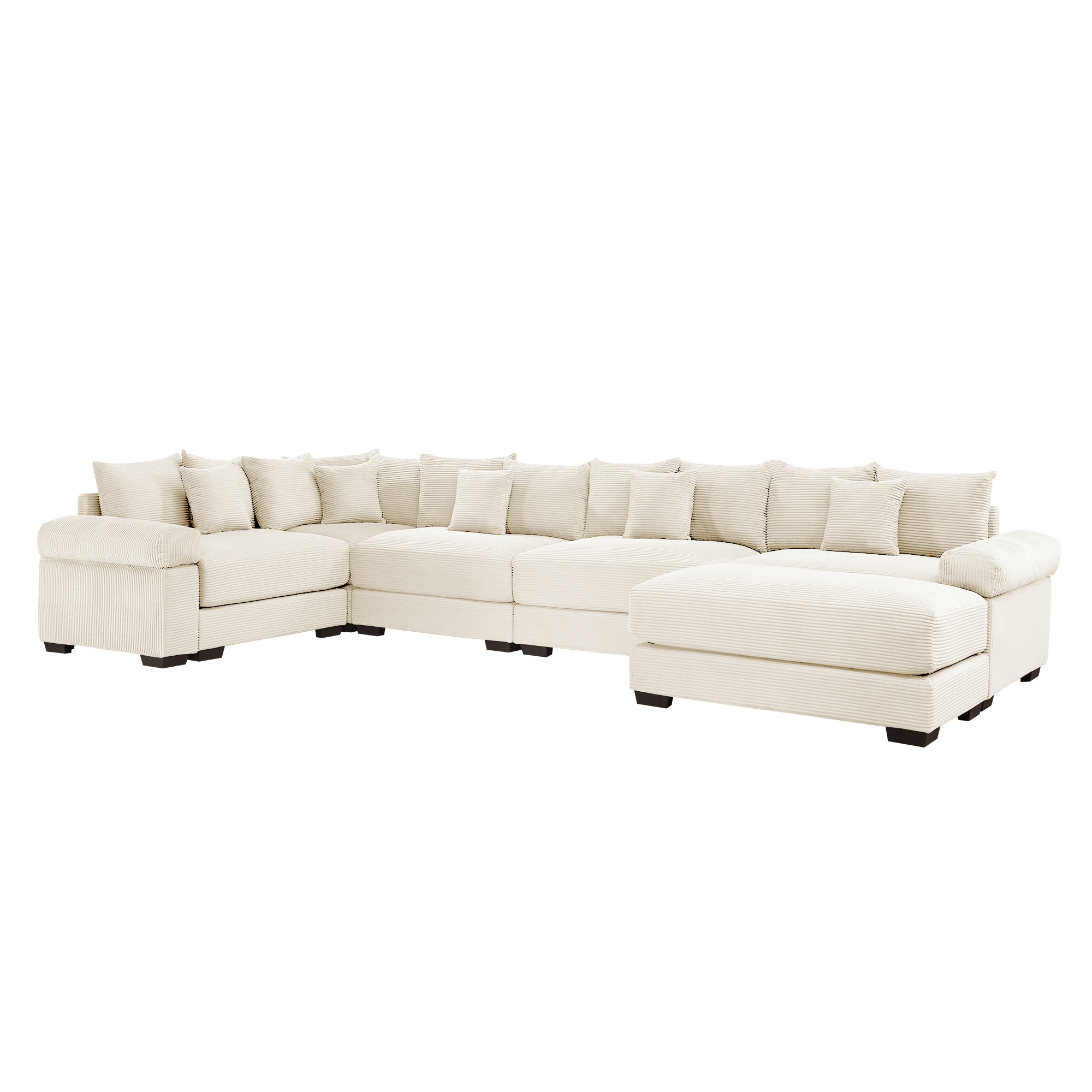 Albany 155" Modular Corduroy Oversized Cloud U-Shaped Sectional Sofa with Ottoman