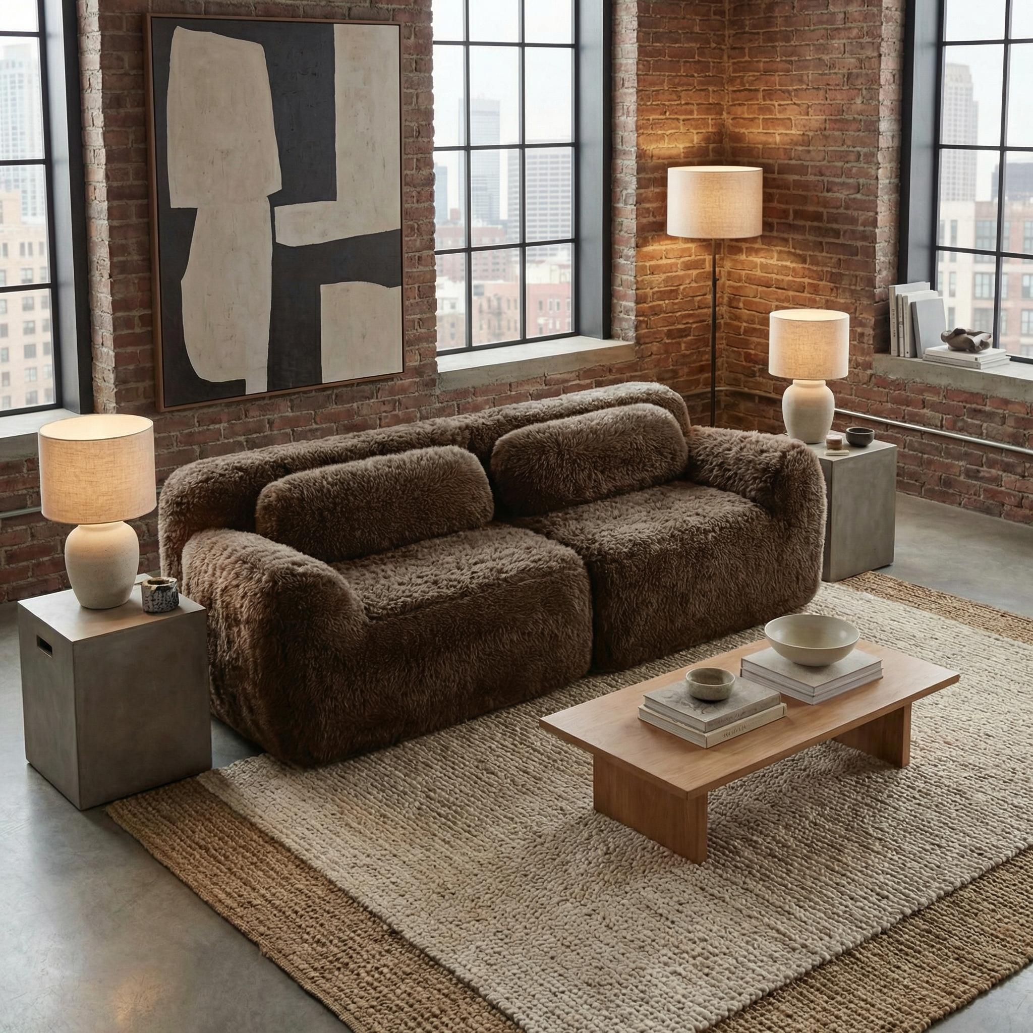 Durham 80" Modular Plush Cloud Loveseat Sofa with Pillows