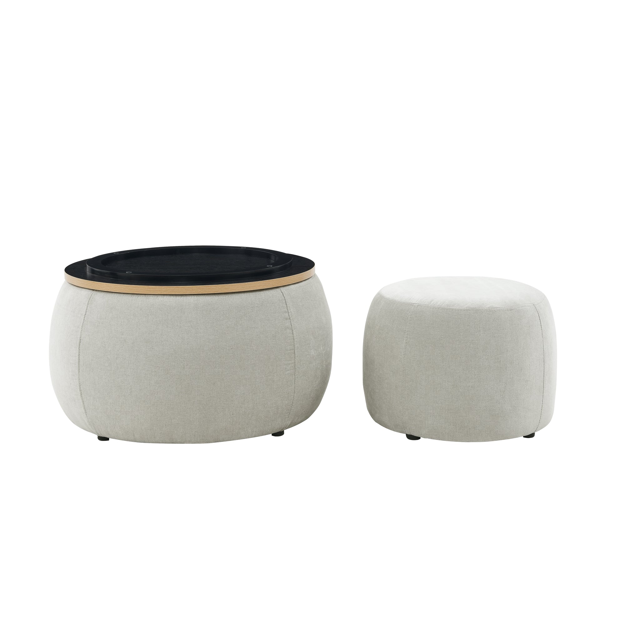 Zion 2 Piece Round Storage Ottoman and Coffee Table Set
