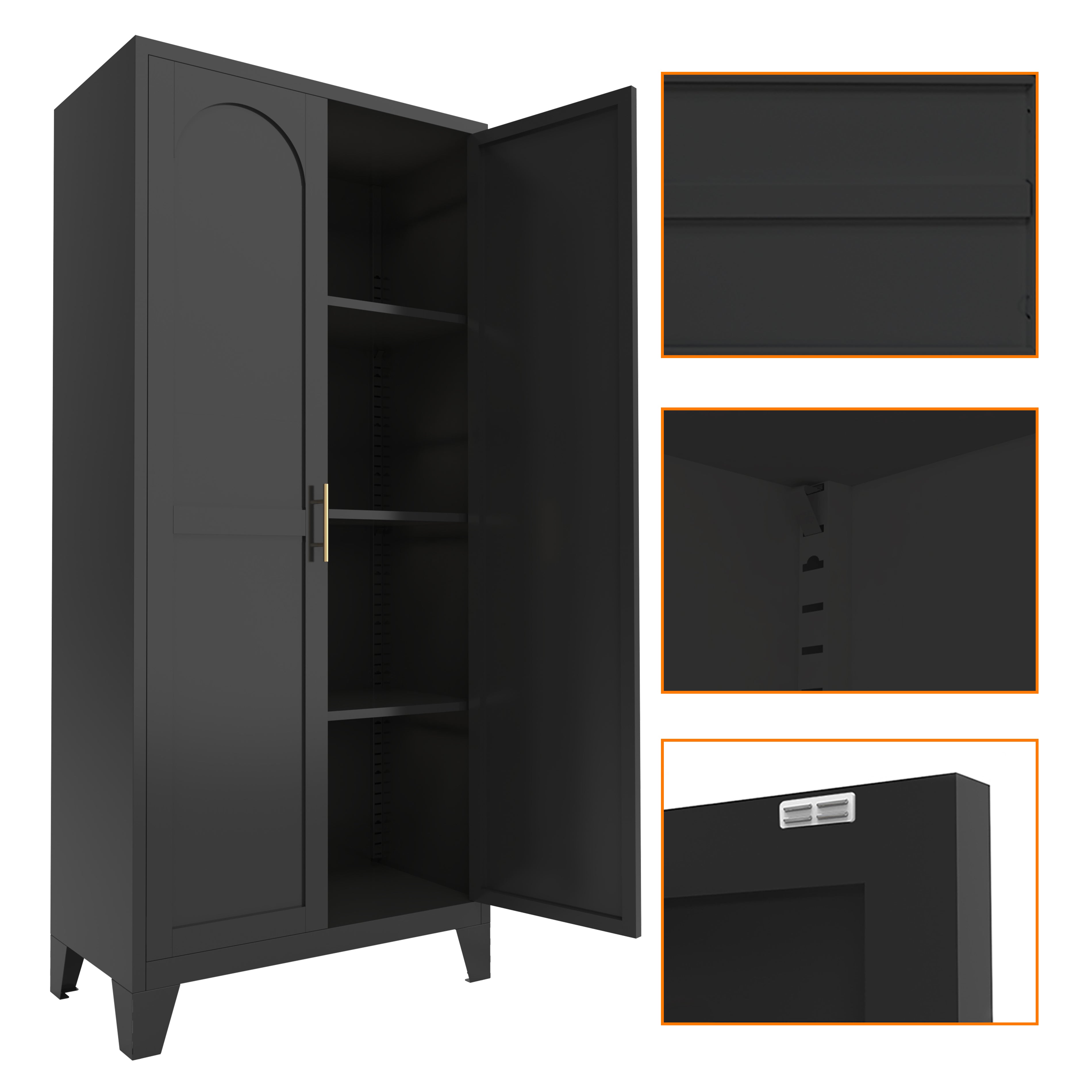 Elva 71" Storage Cabinet with Adjustable Shelves